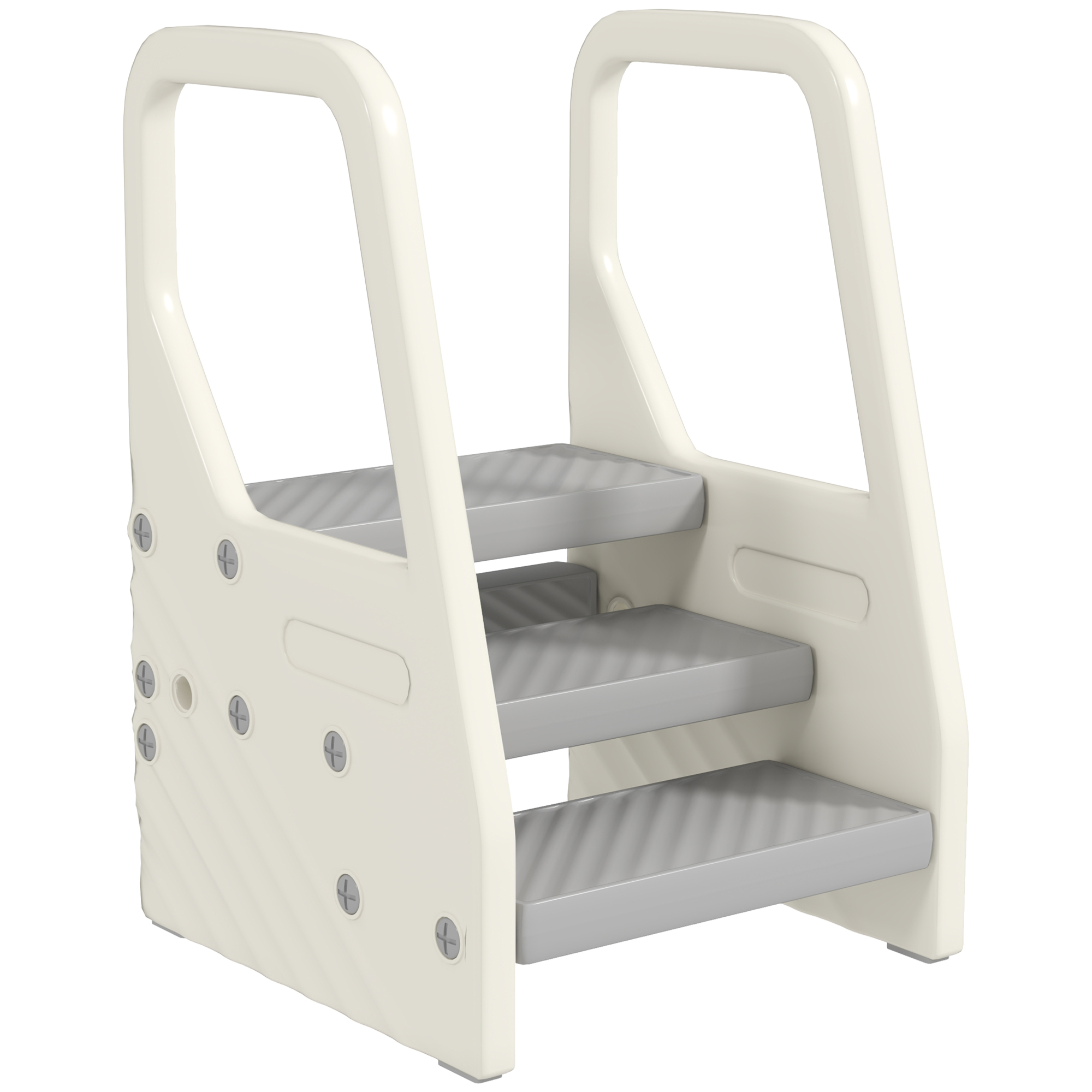 AIYAPLAY Tritthocker mit 3 Stufen, Kinderhocker Bad höhenverstellbar, Klohocker mit Anti-Rutsch, Badhocker für Kinder 2-5 Jahre, bis 30 kg belastbar, für Bad, Küche, Kinderzimmer, Grau   Aosom von AIYAPLAY