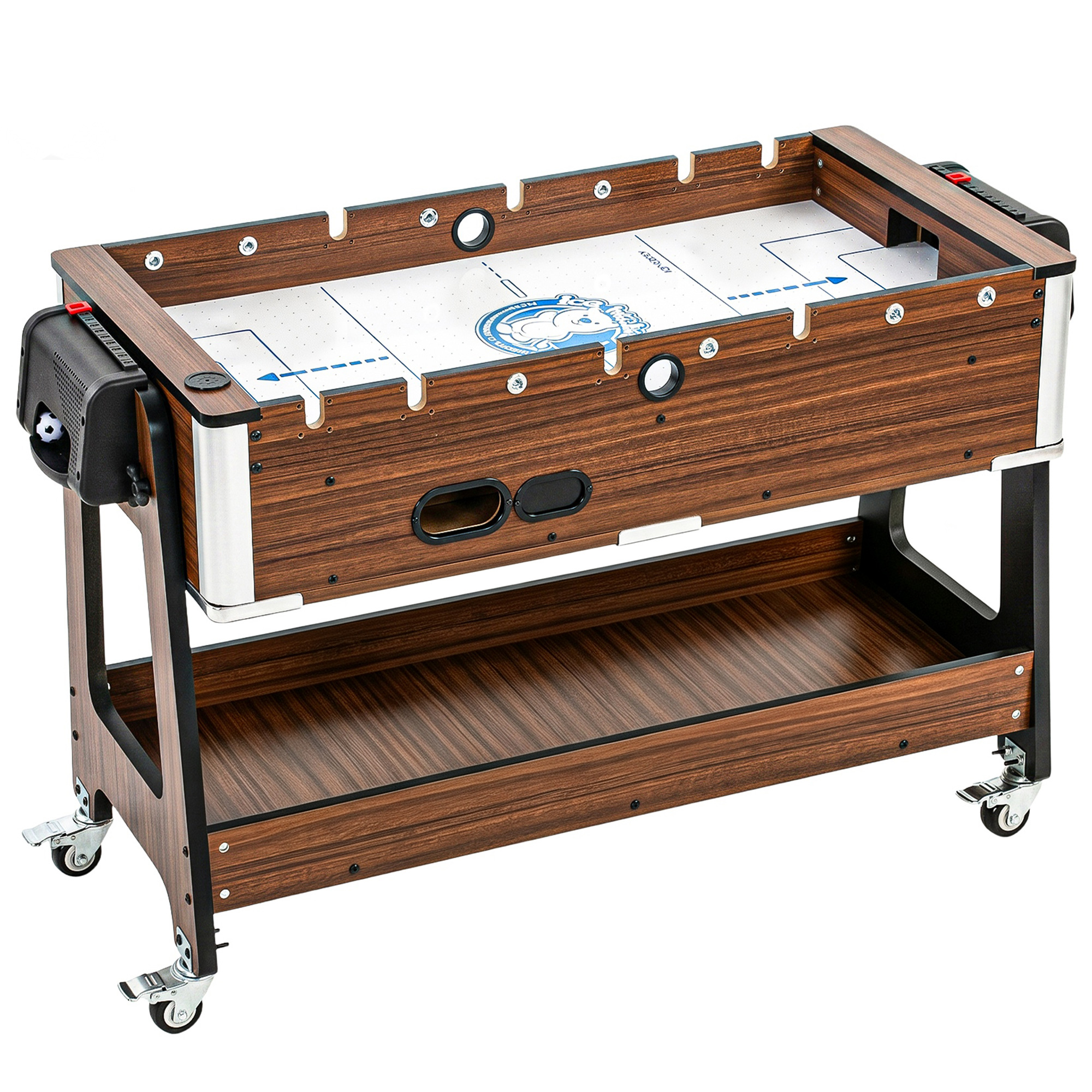 3-in-1 Multi Spieltisch drehbar Multifunktionstisch mit Billardtisch Tischfußball Airhockey Ablagefach