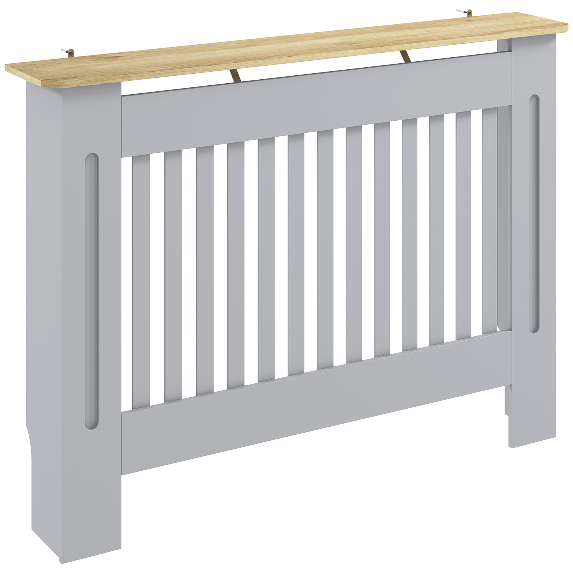 HOMCOM Slatted Radiator Cover, Painted Cabinet with Line Grill Design, 112W ? 19D ? 81H cm, Grey