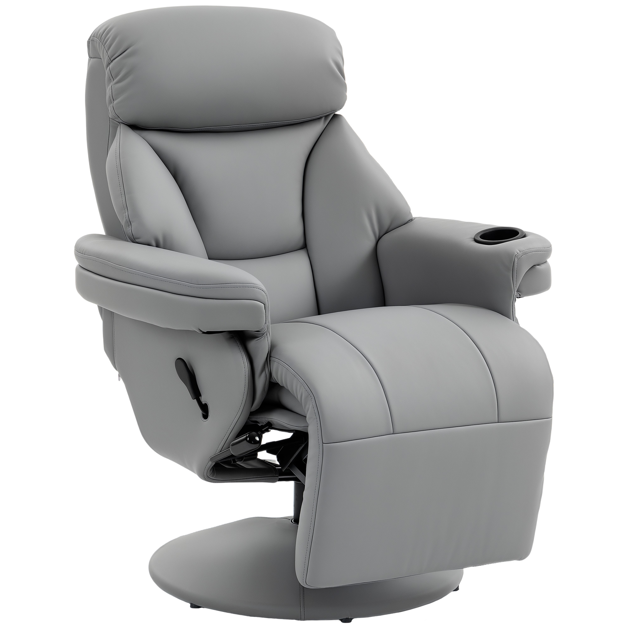 Homcom Grey Upholstered Reclining Armchair, Manual Recliner Chair With Footrest And Adjustable Backrest,