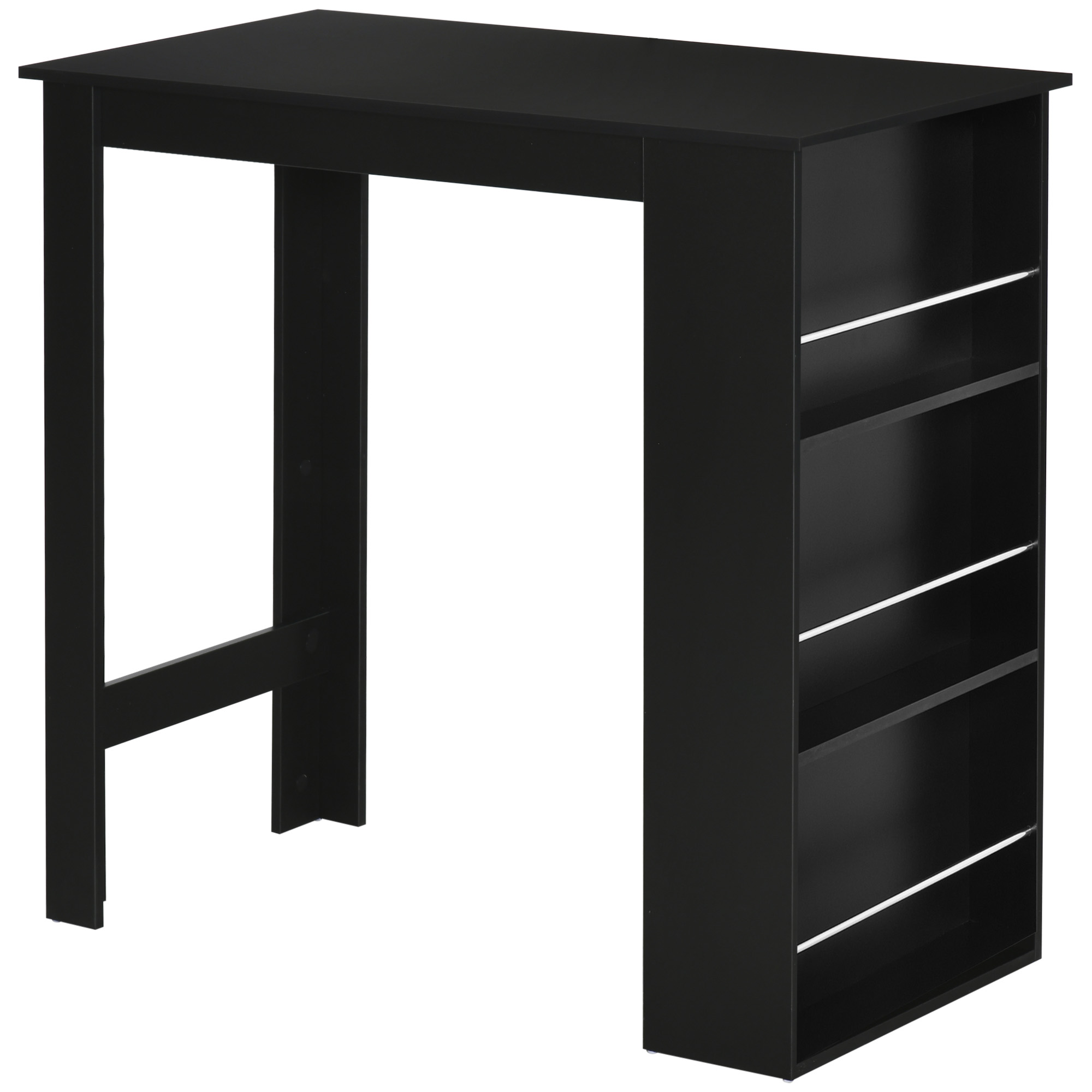 HOMCOM Table de bar table haute de cuisine mange-debout comptoir - dim. 112L x 57l x 106H cm - 3 étagères - noir HOMCOM Table de bar table haute de cuisine mange-debout comptoir - dim. 112L x 57l x 106H cm - 3 étagères - noir