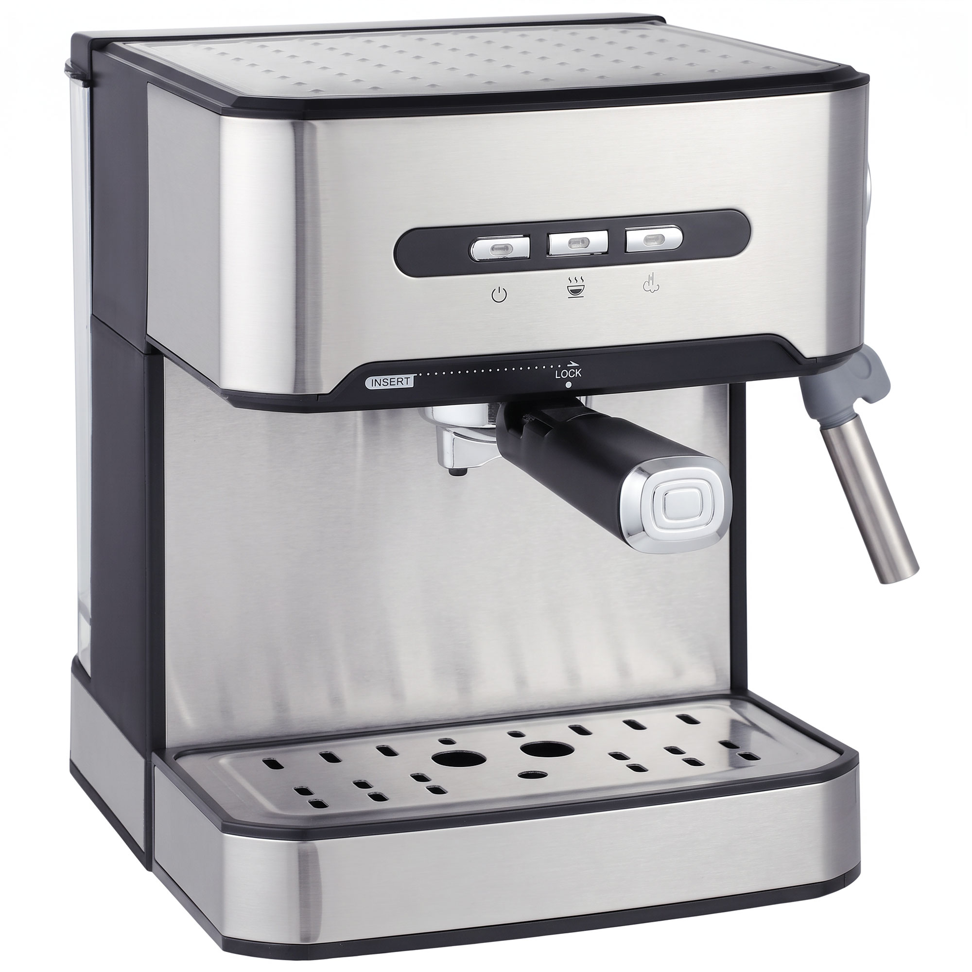 Homcom Black Espresso Machine, 20-Bar Semi Automatic Cappuccino Coffee Maker With Frother Wand, 1.6 L Water Tank, And Silver