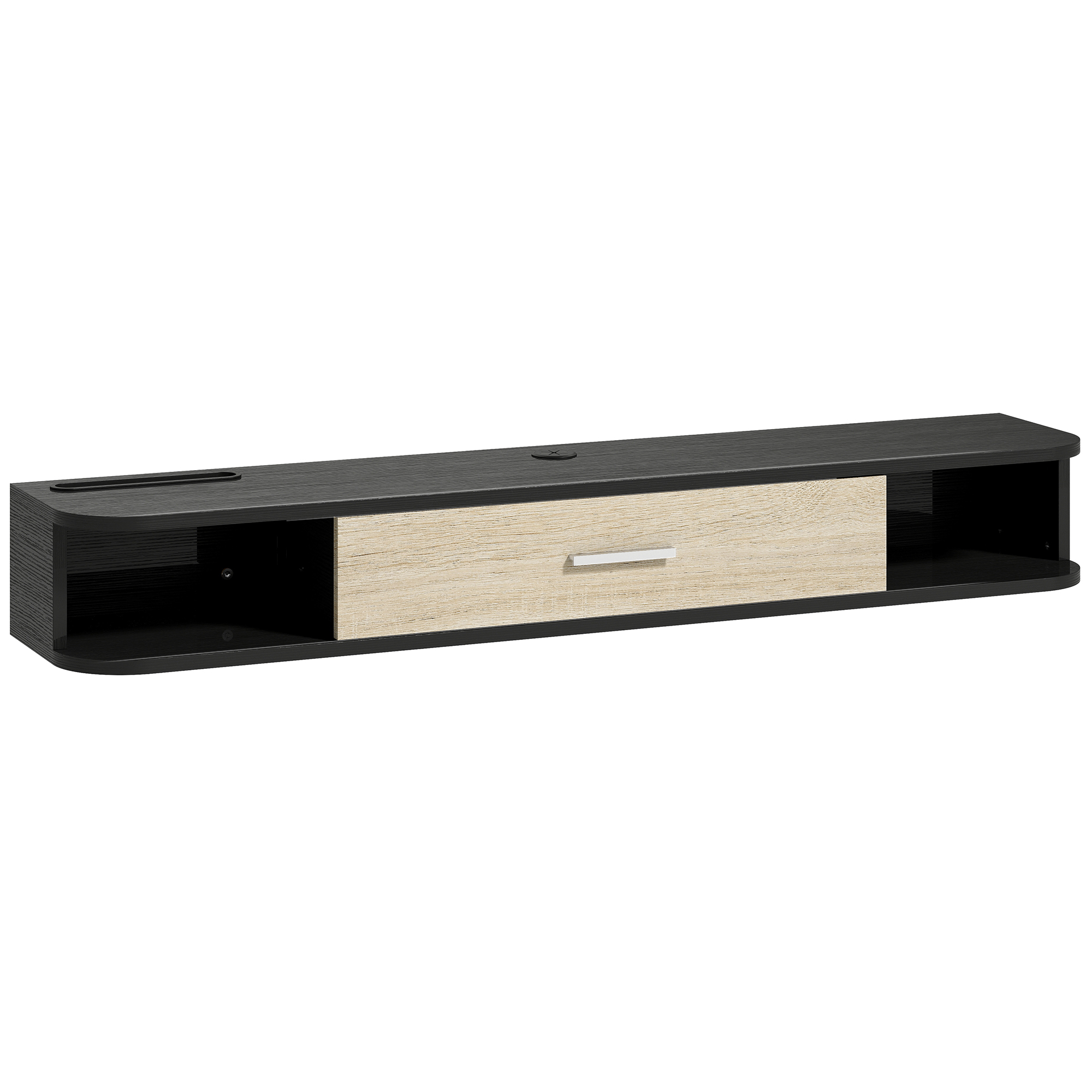 HOMCOM Meuble TV Suspendu 120 cm, Meuble télé jusqu'à 50 Pouces, Porte Rabattable, 2 Étagères Ouvertes et Passe-câbles, Noir HOMCOM Meuble TV Suspendu 120 cm, Meuble télé jusqu'à 50 Pouces, Porte Rabattable, 2 Étagères Ouvertes et Passe-câbles, Noir