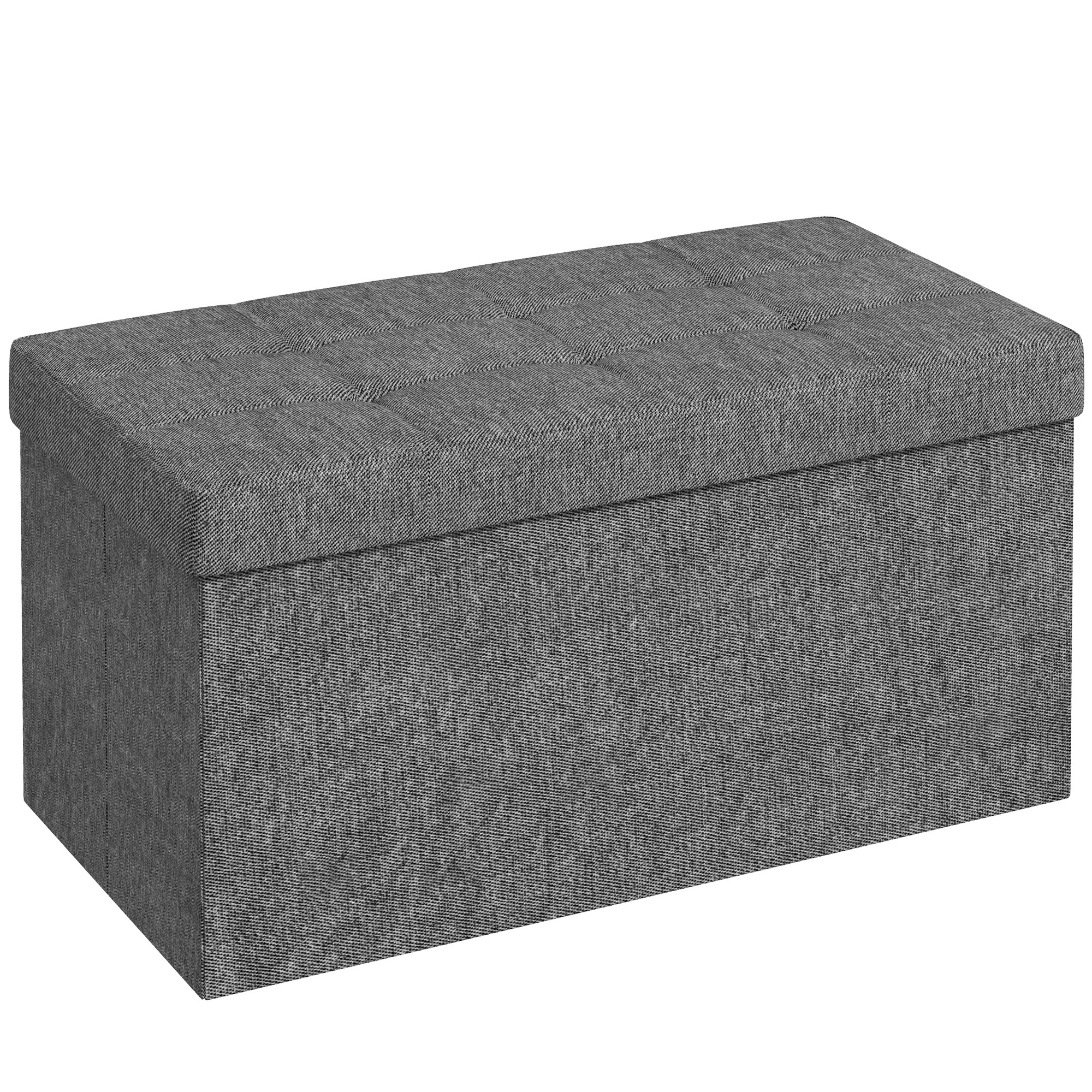HOMCOM Bancă Cutie de Depozitare Pliabilă de 84L, Bancă de Pat cu Capac și Înveliș Textil, 76x38x38 cm, Gri Închis | Aosom Romania