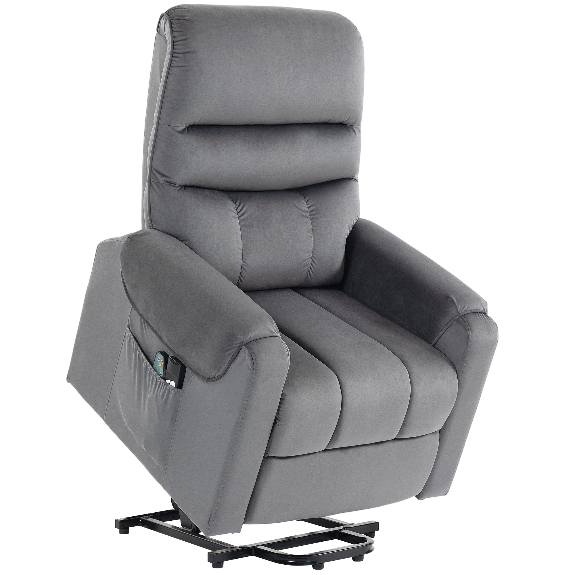 HOMCOM Fauteuil releveur électrique massage vibration et chaleur, fauteuil relax électrique en velours, gris foncé HOMCOM Fauteuil releveur électrique massage vibration et chaleur, fauteuil relax électrique en velours, gris foncé