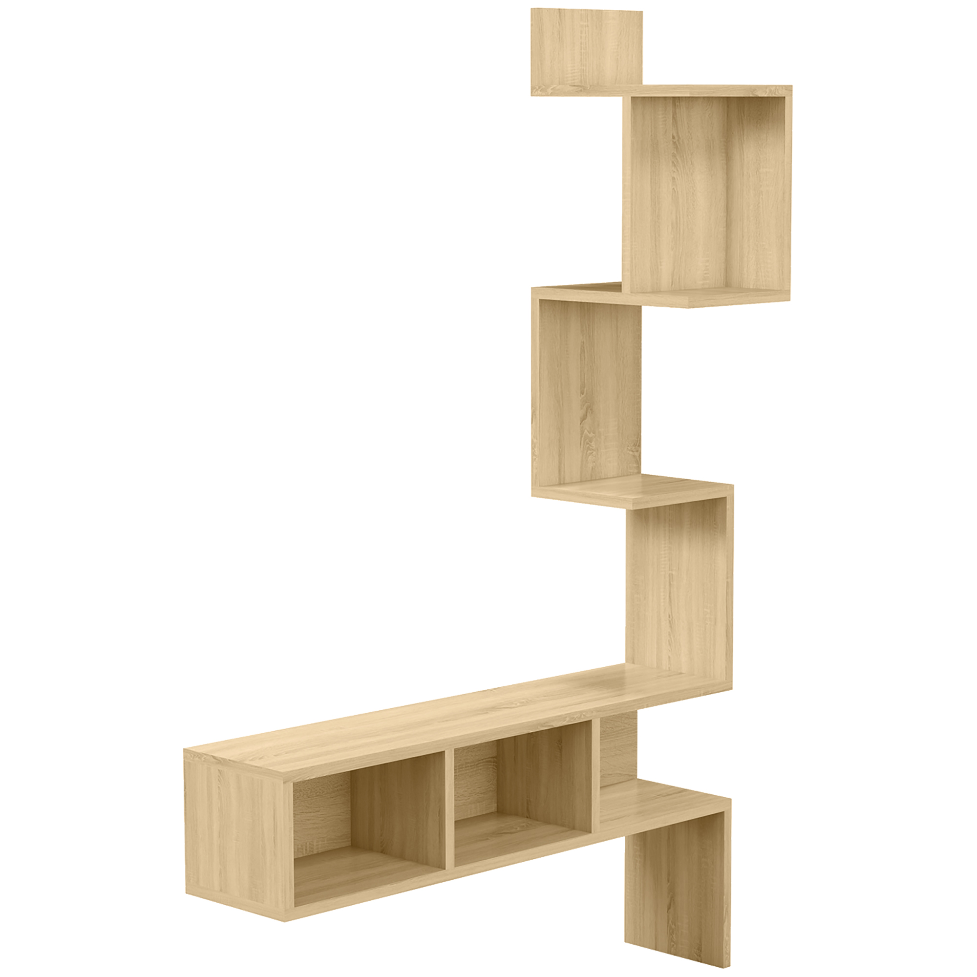 Raft de depozitare HOMCOM MDF cu rafturi deschise pentru sufragerie si dormitor, 80x20x128,5 cm, de culoare stejar