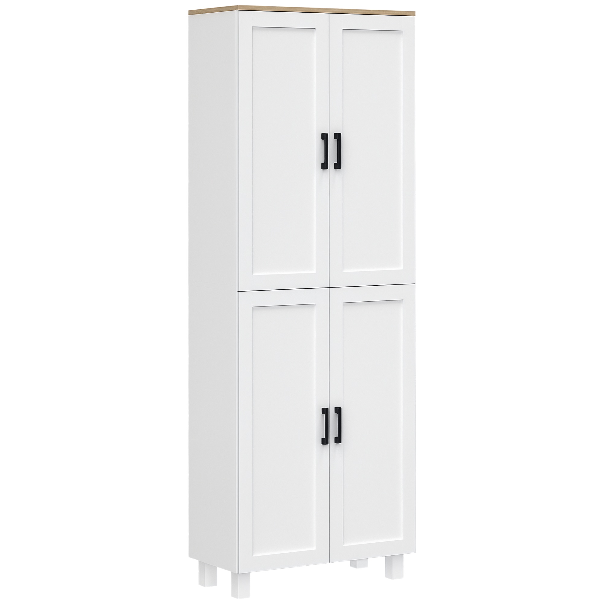 HOMCOM Armario de Cocina Multifuncional con 4 Puertas y Estantes Ajustables 60x30x171 cm Blanco | Aosom España