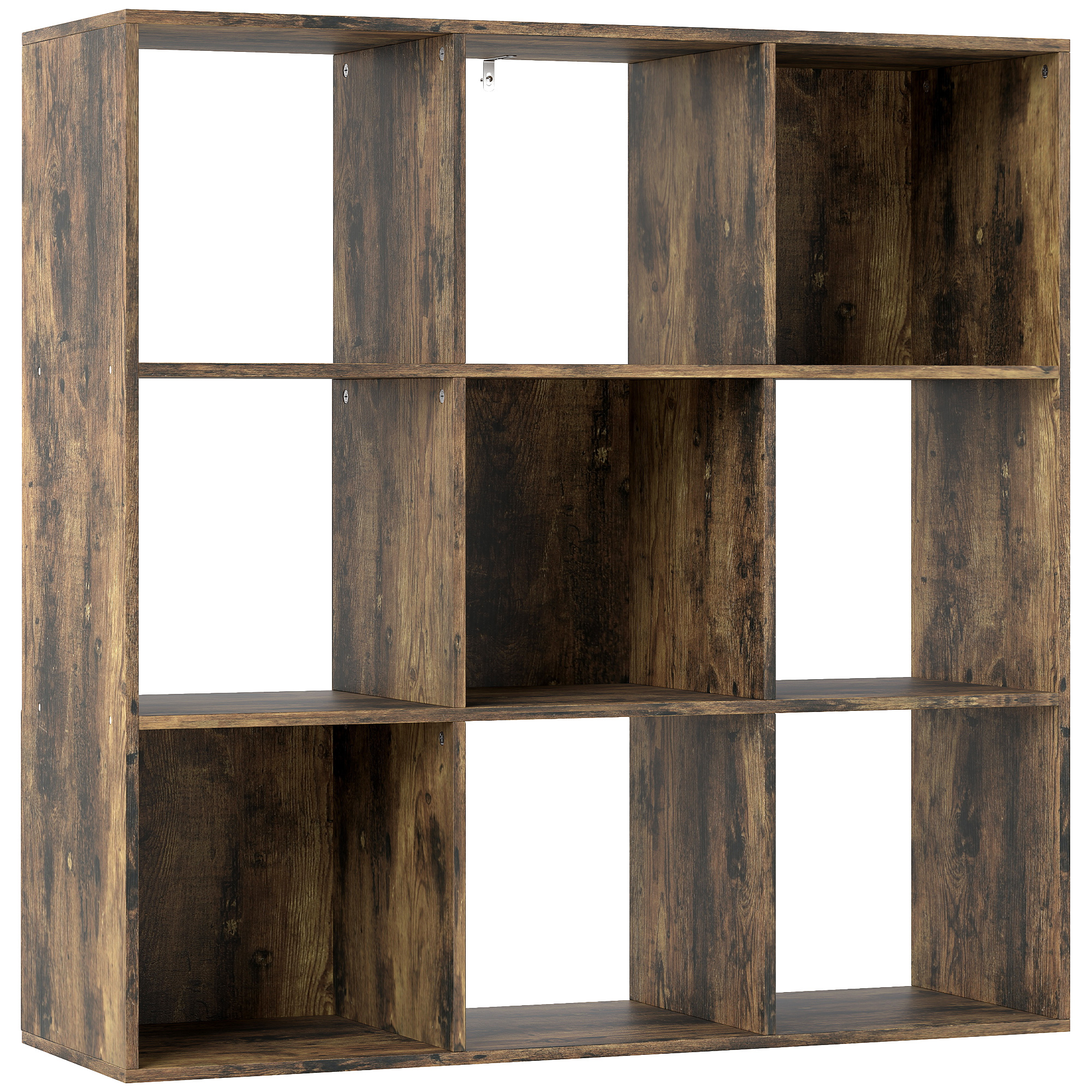 HOMCOM Nine-Cube Storage Shelf – Rustic Brown