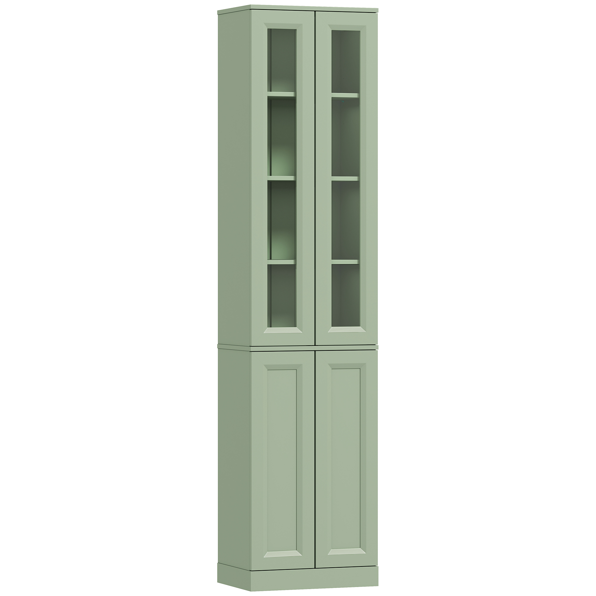 HOMCOM Meuble de Salle de Bain 6 niveaux, Meuble de Rangement avec 4 Portes à Fermeture Douce et Étagères Réglables, Vert