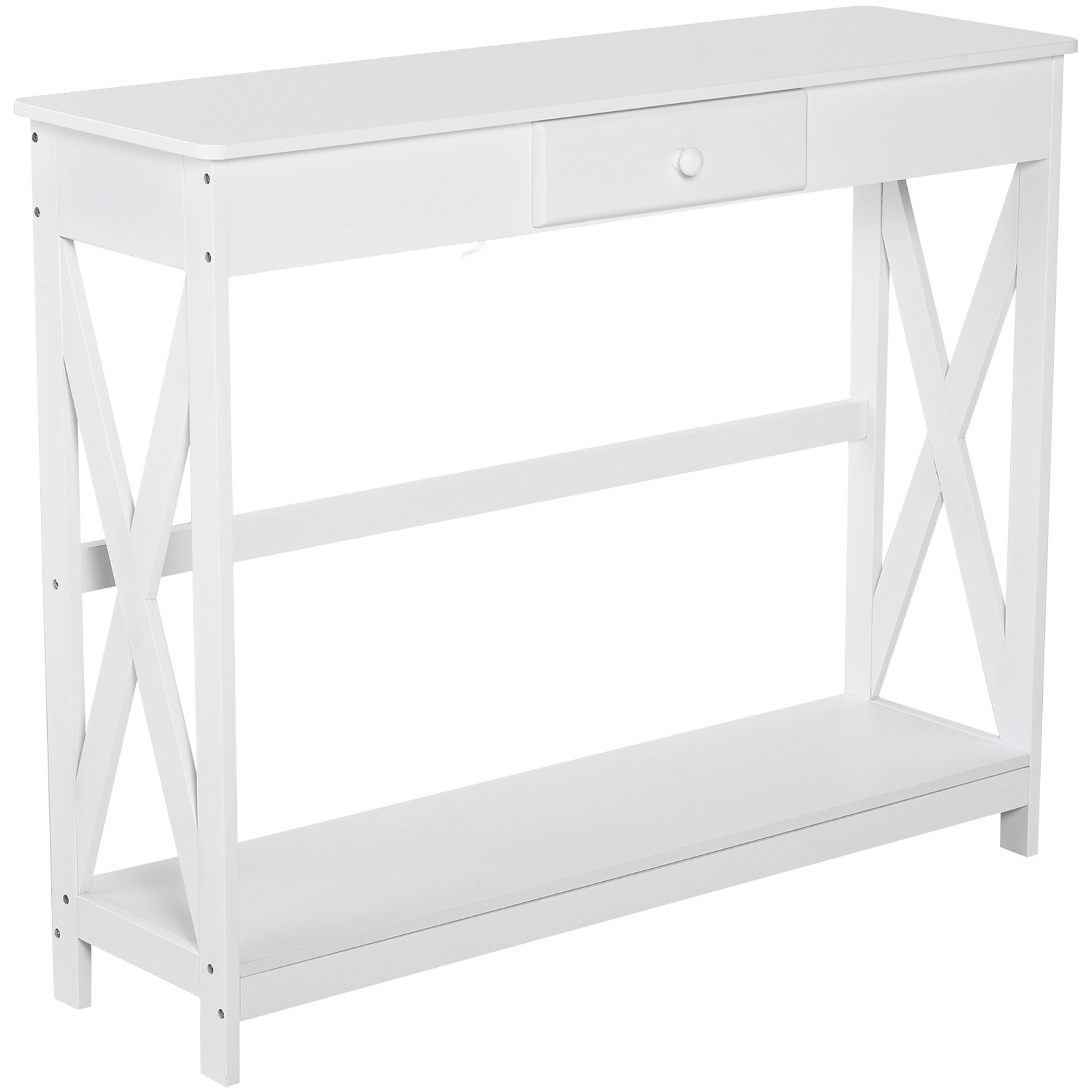 HOMCOM Mesa de Consola Clásica con 1 cajón y 1 Estante de Almacenaje para la Entrada el Pasillo o como Auxiliar en Salones 100x30x81cm | Aosom España