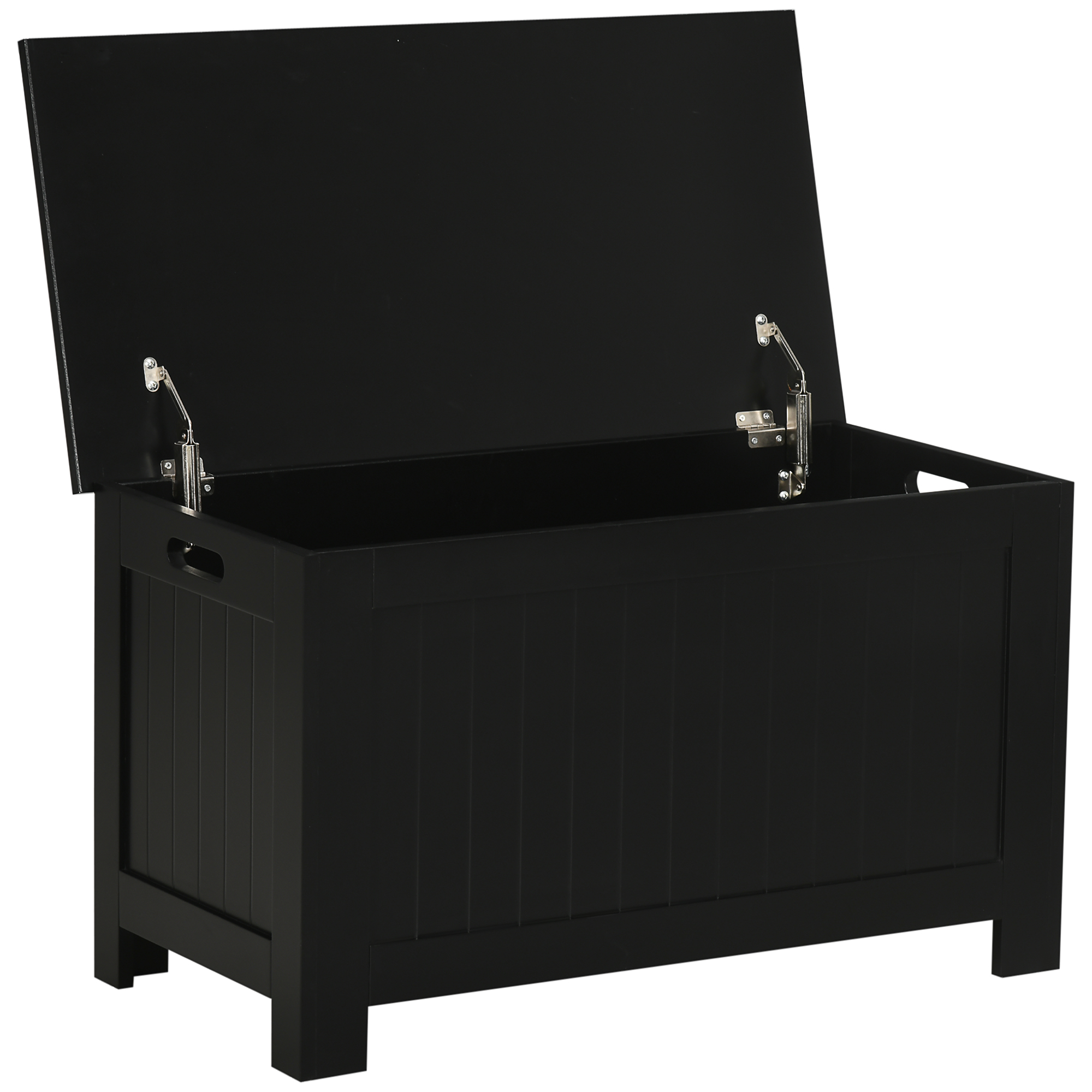 HOMCOM Baúl de Almacenaje con Tapa Baúl de Almacenaje Versátil con Bisagra de Seguridad para Pasillo Salón 81x40x46 cm Negro