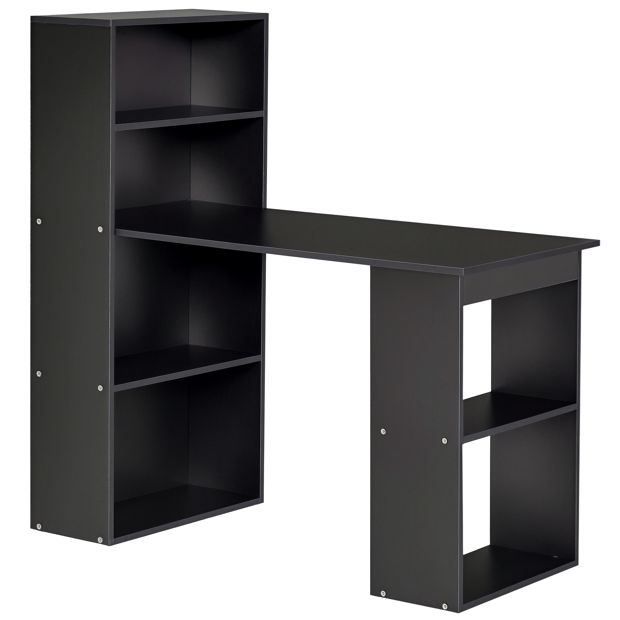 HOMCOM Bureau informatique, bureau avec rangement, 6 compartiments ouverts, table d'ordinateur pour chambre, studio, 120 x 55 x 120 cm, noir HOMCOM Bureau informatique, bureau avec rangement, 6 compartiments ouverts, table d'ordinateur pour chambre, studio, 120 x 55 x 120 cm, noir