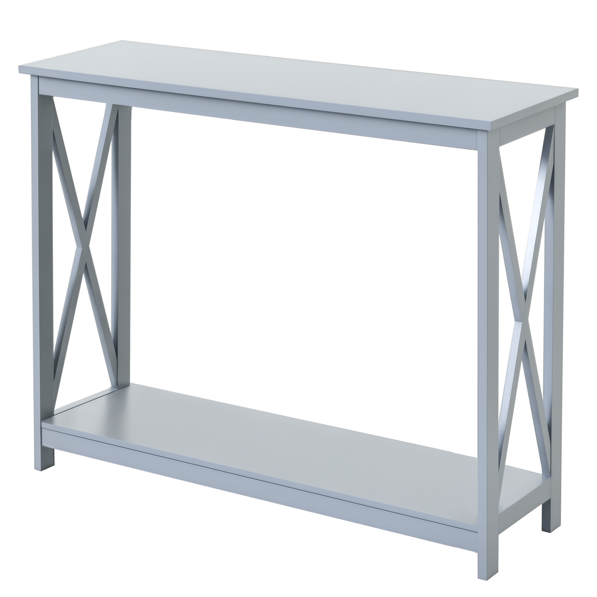 Homcom Grey Console Table Hallway Desk W/Storage Shelf, X Design For Living Room Entryway, | Aosom Uk