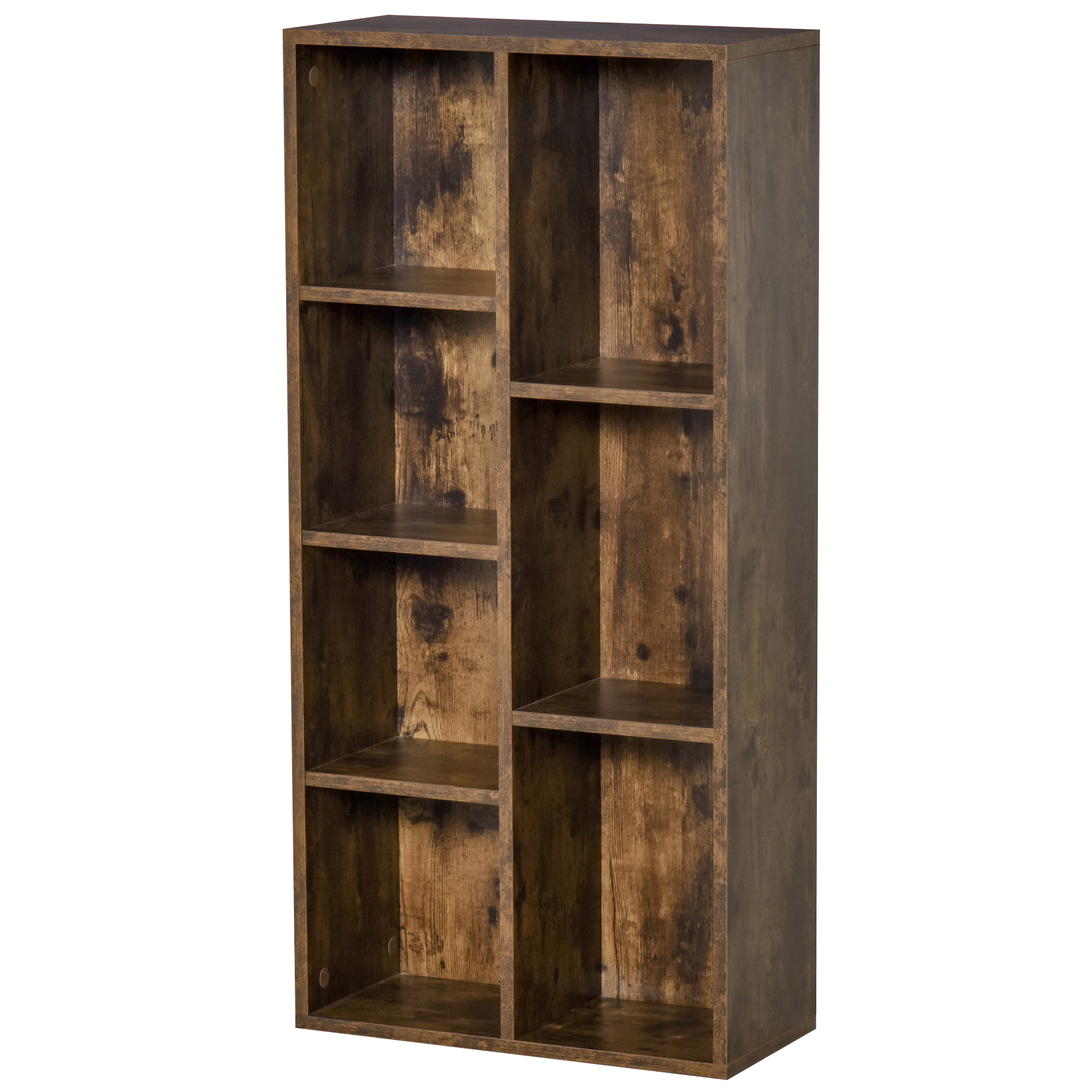 HOMCOM Estantería Baja de Madera Armario de Libros con 7 Compartimentos para Plantas Archivos 50x24x106 cm Marrón Rústico | Aosom España