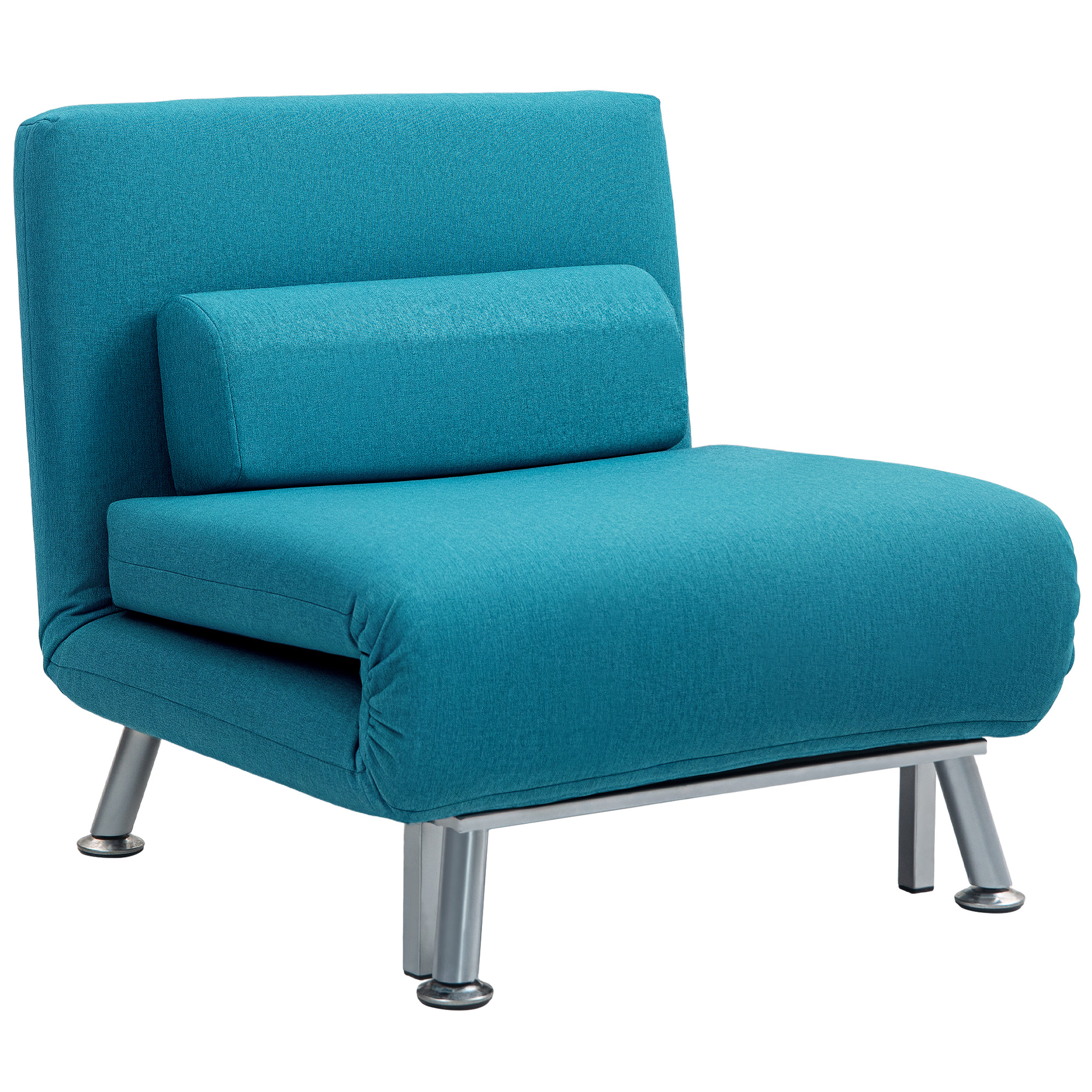 HOMCOM Single Linen-Feel Sleeper Chair – Dark Blue