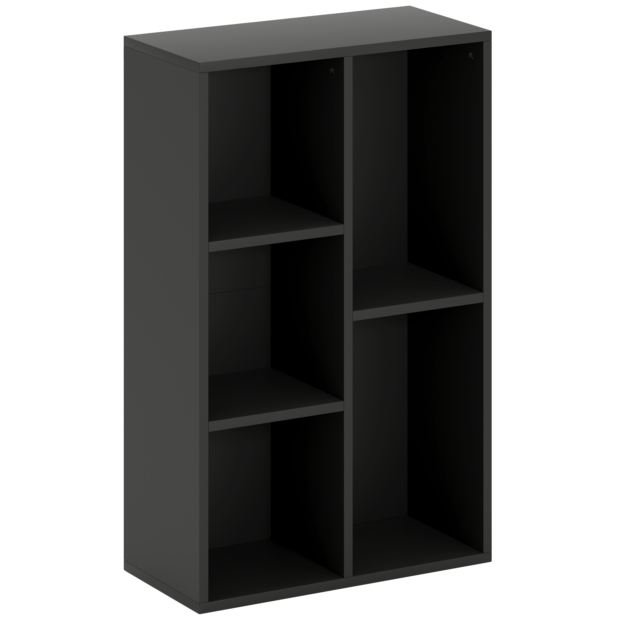 HOMCOM 2-Tier Bookshelf with 5 Compartments - Black