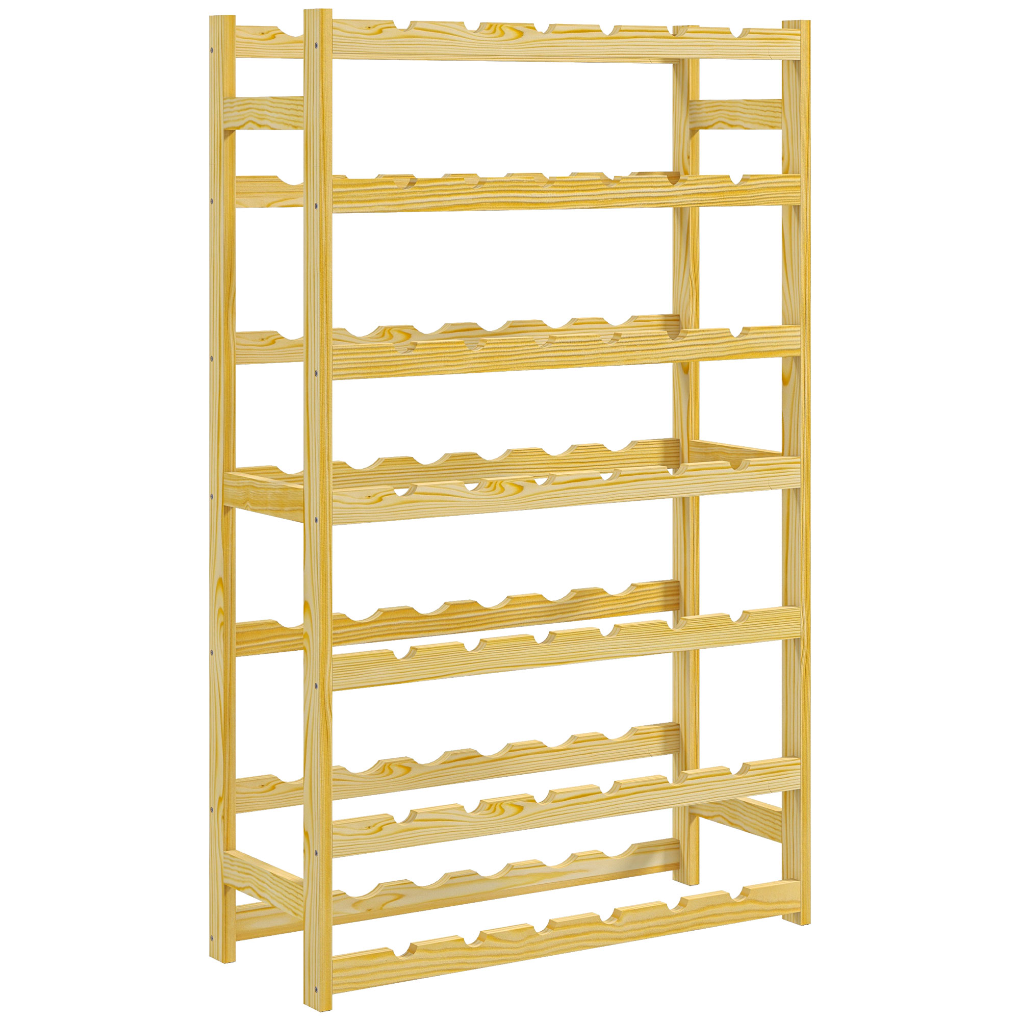 Homcom Natural Wood Finish 42-Bottle Wooden Wine Rack - Natural Finish | Aosom Uk