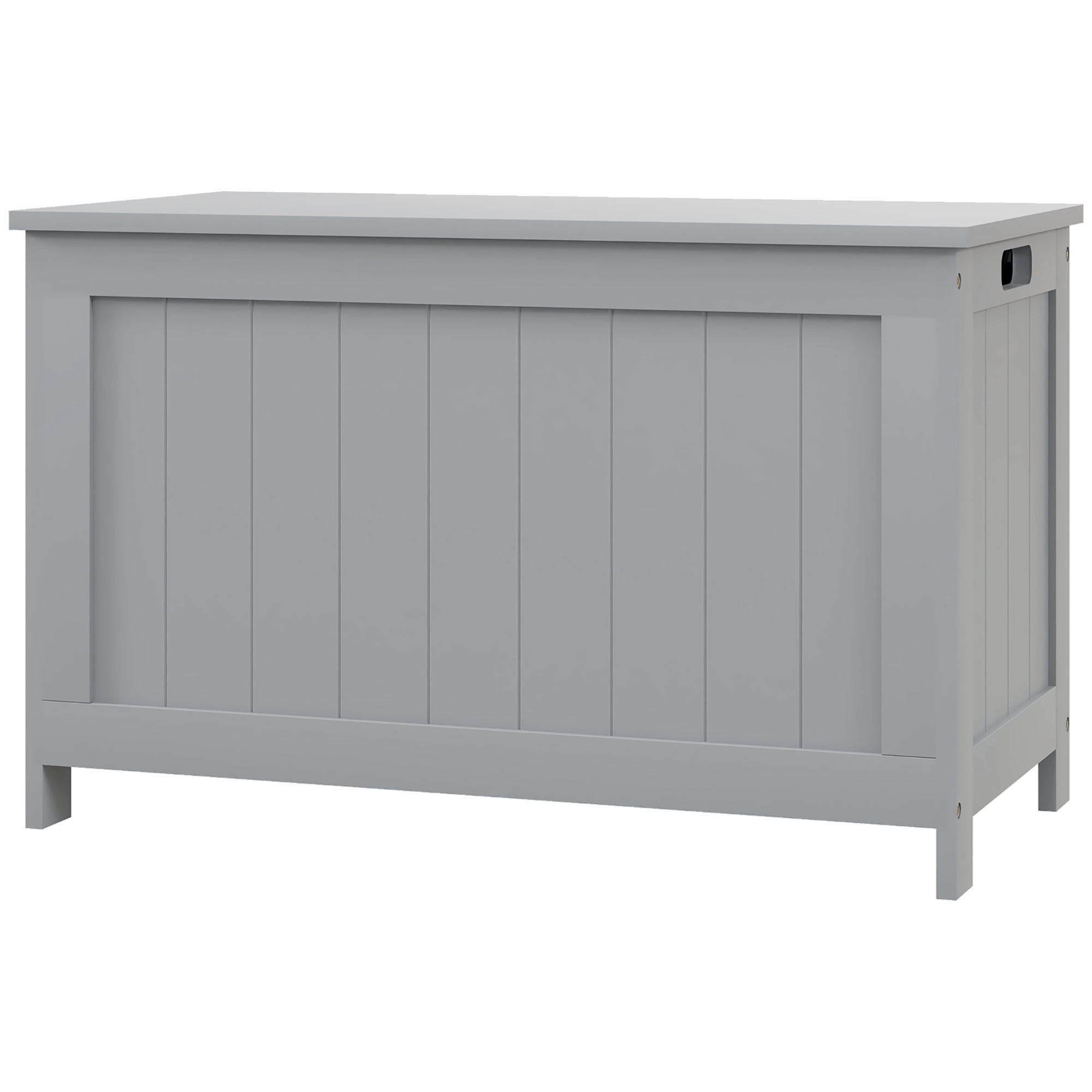 HOMCOM Storage Chest, Modern Storage Trunk with 2 Safety Hinges and Cut-out Handles, Wooden Toy Box for Living Room, Entryway, 76 x 40 x 48 cm, Grey HOMCOM Storage Chest, Modern Storage Trunk with 2 Safety Hinges and Cut-out Handles, Wooden Toy Box for Living Room, Entryway, 76 x 40 x 48 cm, Grey
