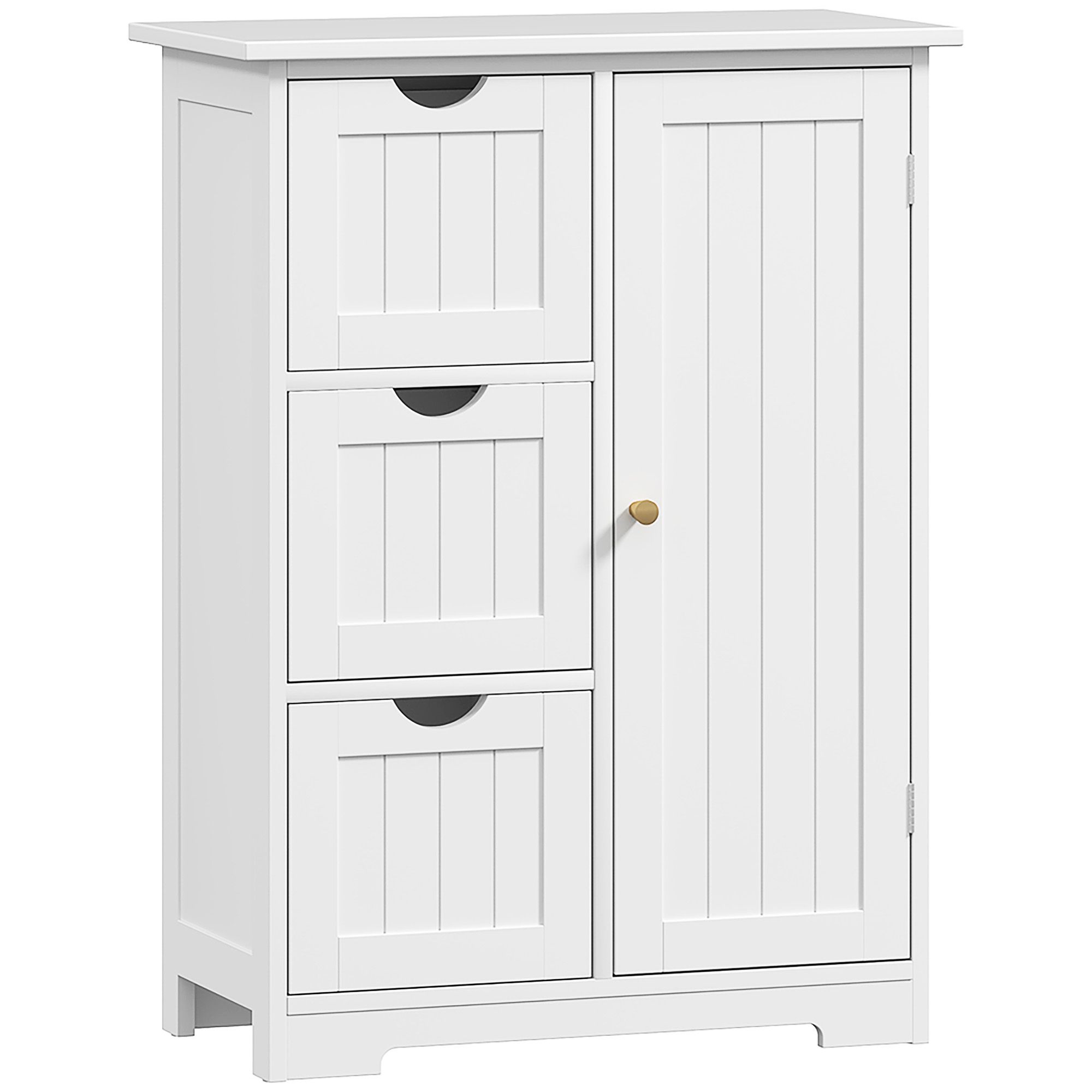 HOMCOM Badkamerkast, Badkamercommode, 3 Laden, Schap, MDF, Wit