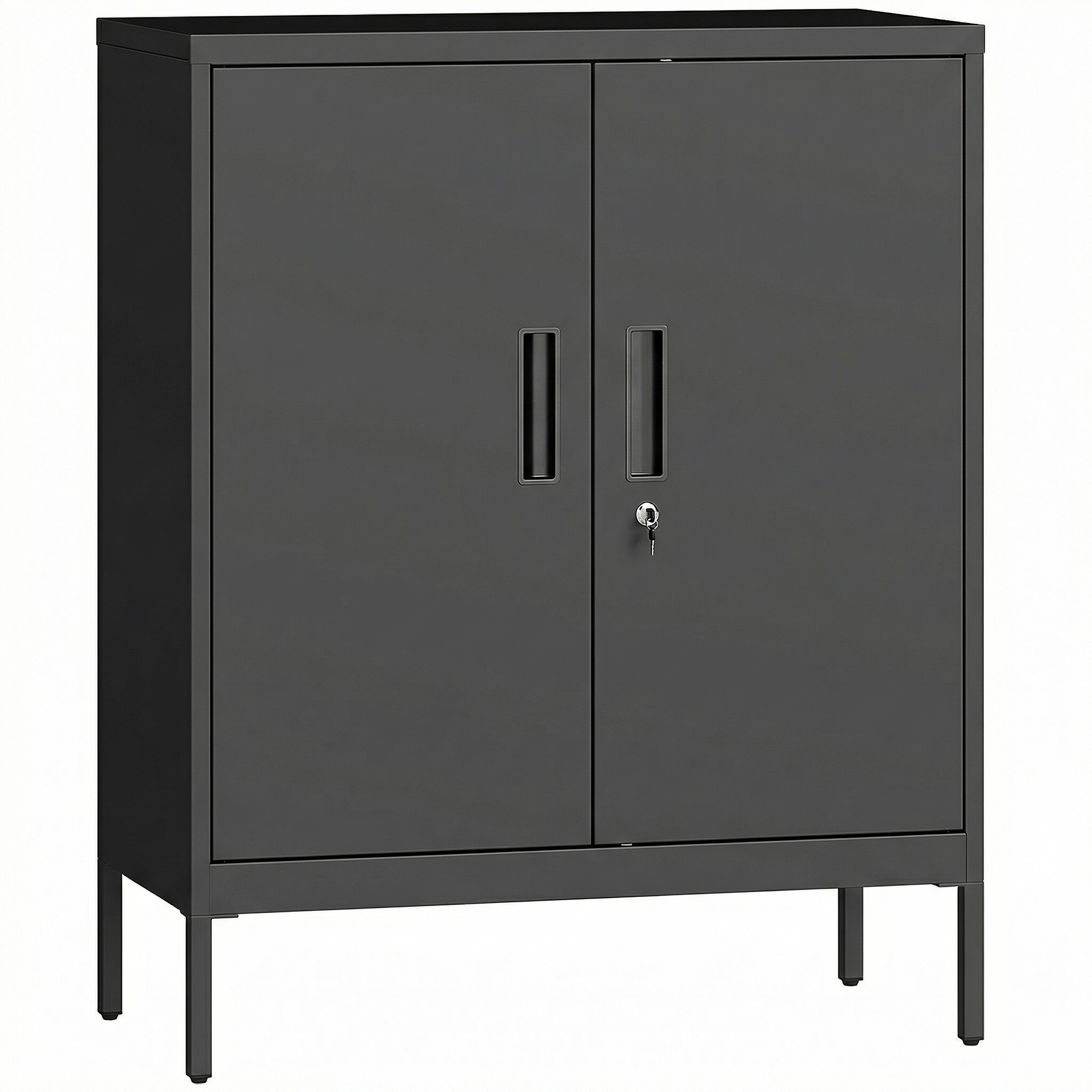 HOMCOM Armoire de Bureau Métallique, 80 x 40 x 100 cm, Meuble de Rangement, Serrure, 2 Portes et 2 Étagères Réglables, Noir HOMCOM Armoire de Bureau Métallique, 80 x 40 x 100 cm, Meuble de Rangement, Serrure, 2 Portes et 2 Étagères Réglables, Noir
