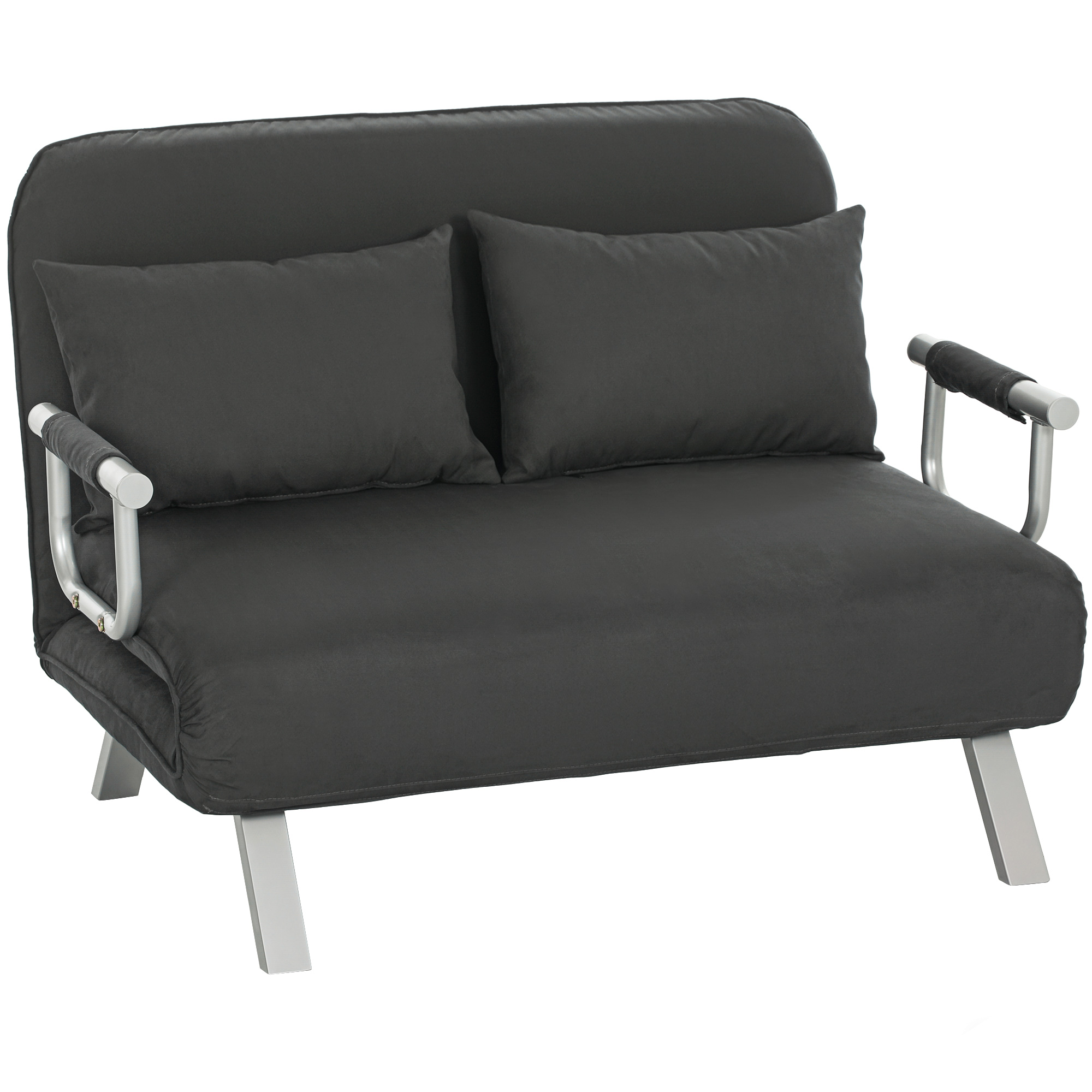 HOMCOM Two-Seater Click-Clack Sofa Bed – Charcoal Grey