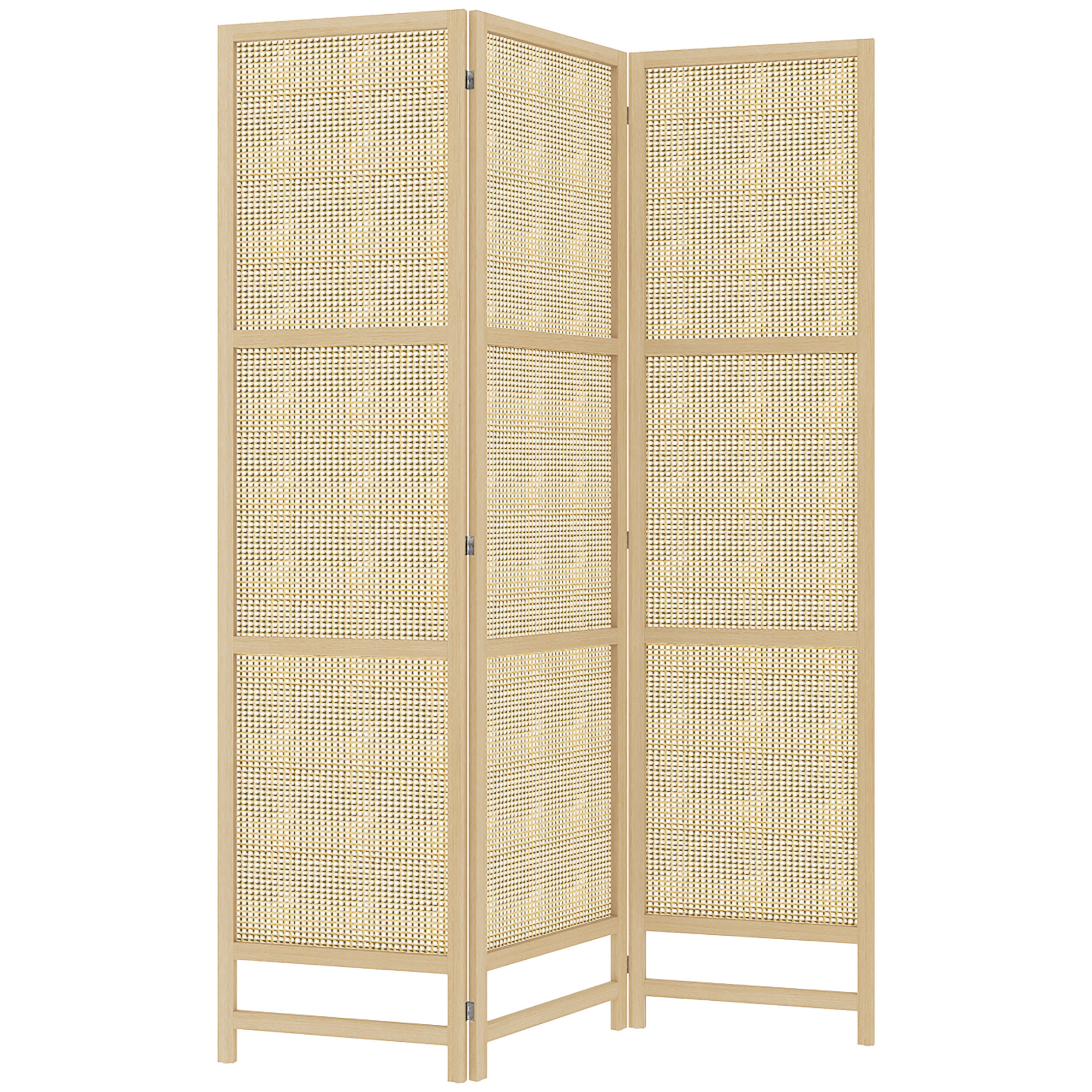 3-teiliger Raumteiler, 180 cm faltbarer Wandschirm, Freistehender Raumtrenner mit handgewebtem Design für Zuhause, Natur