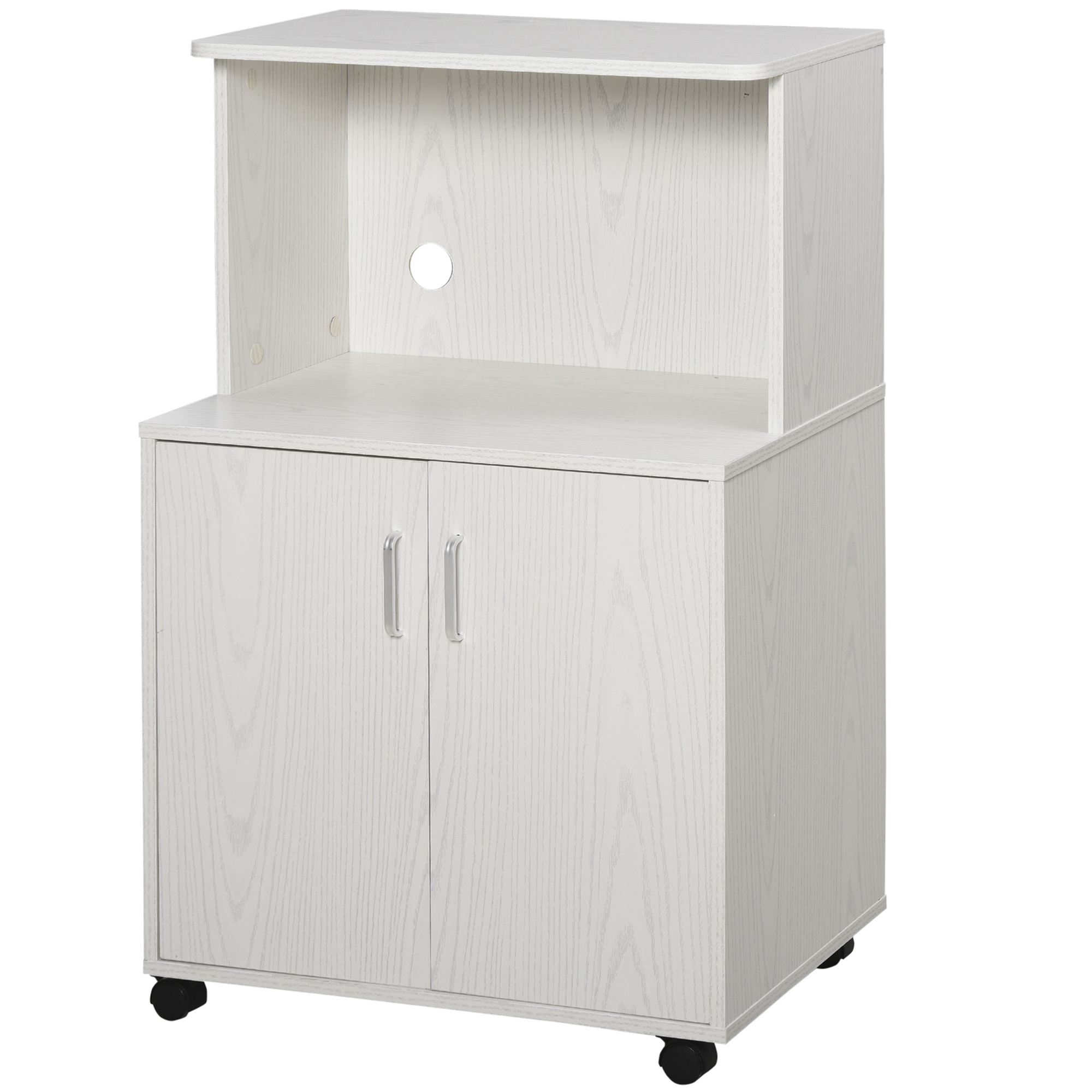 HOMCOM Küchenschrank Mikrowellenschrank Sideboard mit Rollen Büroschrank Küchenwagen mit verstellbarem Einlegeboden Kippschutz 60,4 x 40,3 x 97 cm   Aosom