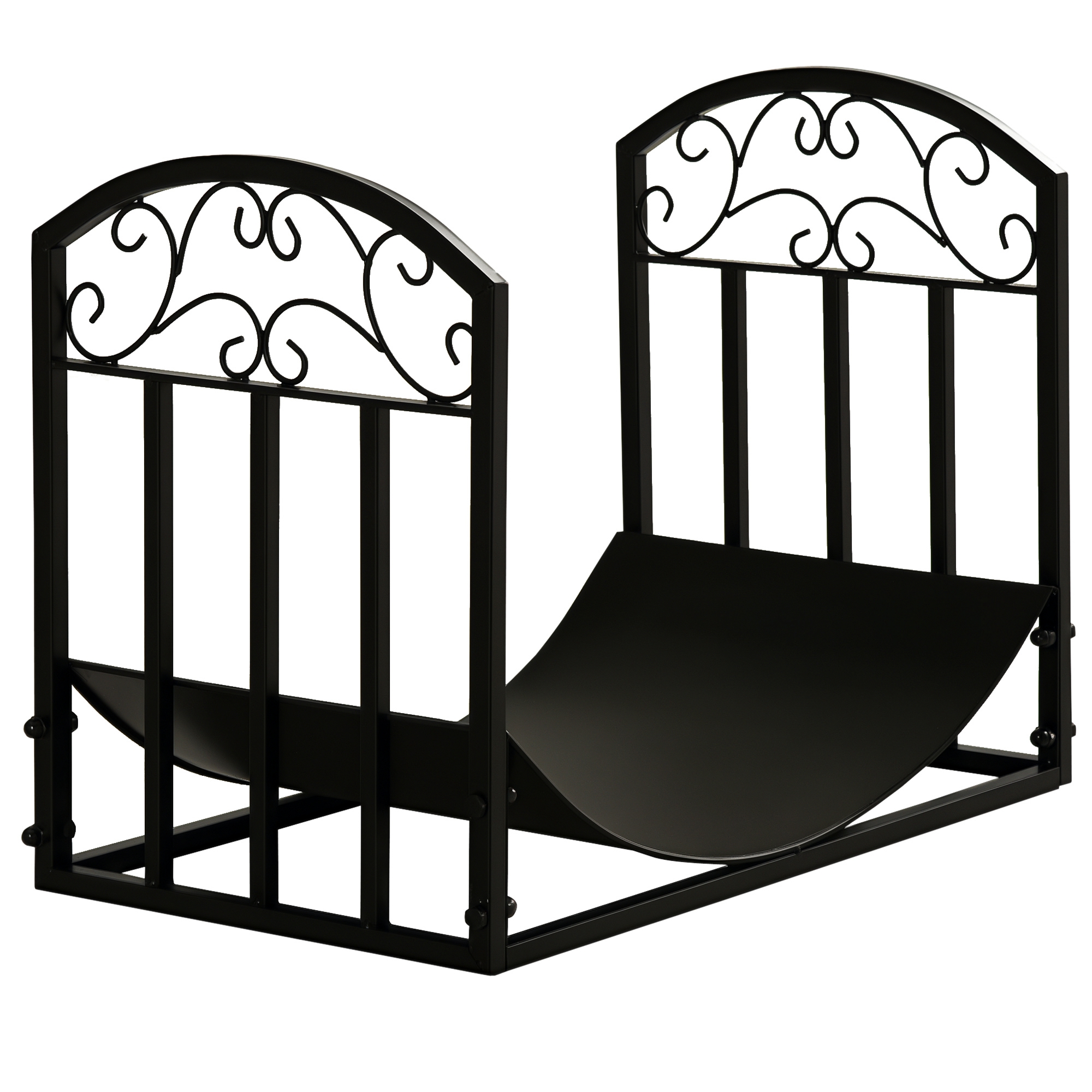 Outsunny Porte-bûches range rack à bûches support étagère à bois de cheminée charge max. 60 kg dim. 60,5L x 36l x 46,5H cm métal époxy noir Outsunny Porte-bûches range rack à bûches support étagère à bois de cheminée charge max. 60 kg dim. 60,5L x 36l x 46,5H cm métal époxy noir