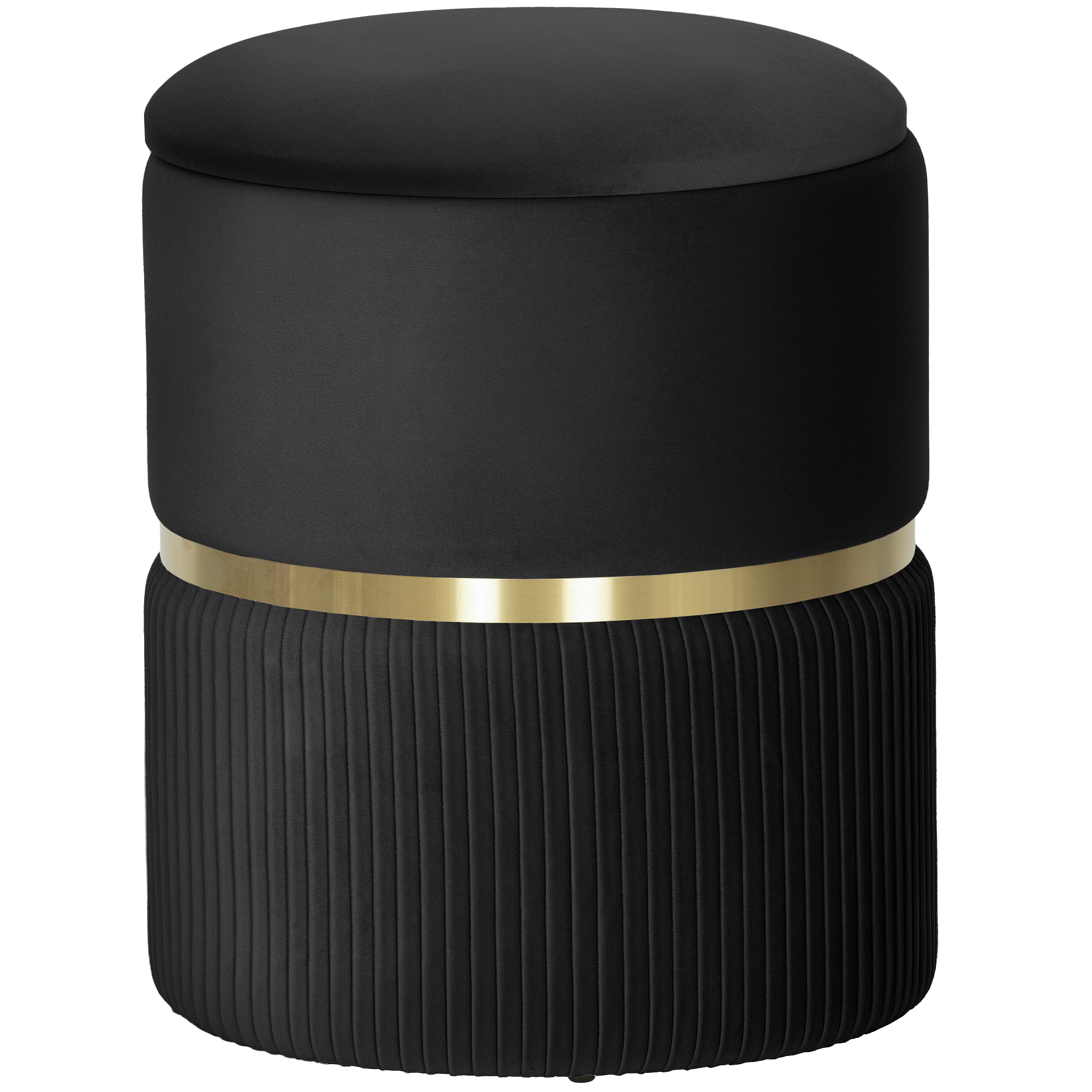 Homcom Black Velvet-Feel Storage Ottoman