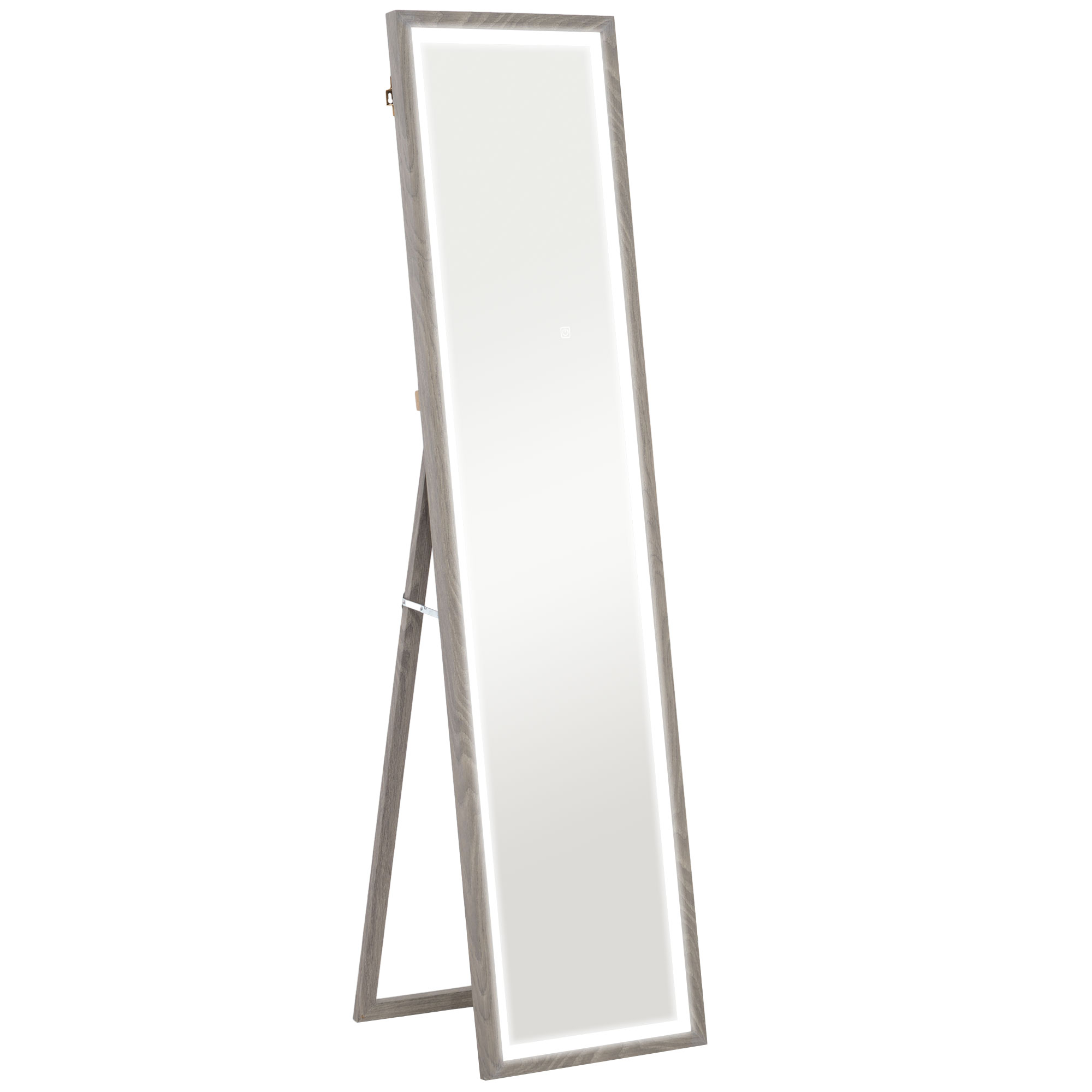 LED Ganzkörperspiegel, 40 x 160 cm, Touch-Steuerung, dimmbar, 3 Farben, Grau