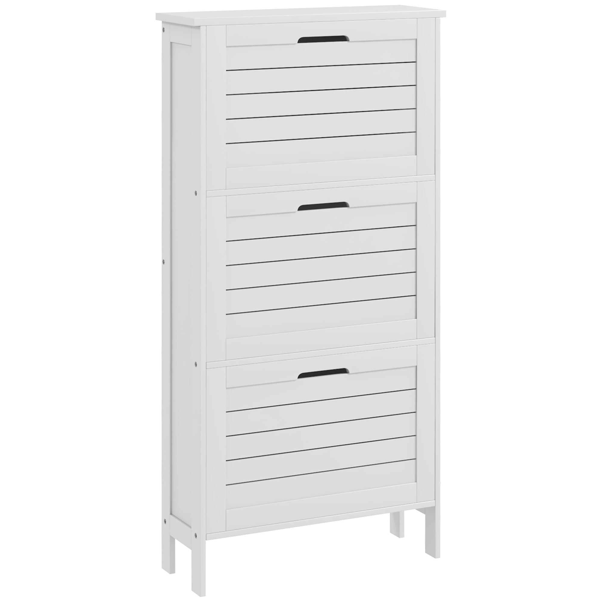 Homcom White Narrow Shoe Cabinet With 3 Flip Drawers