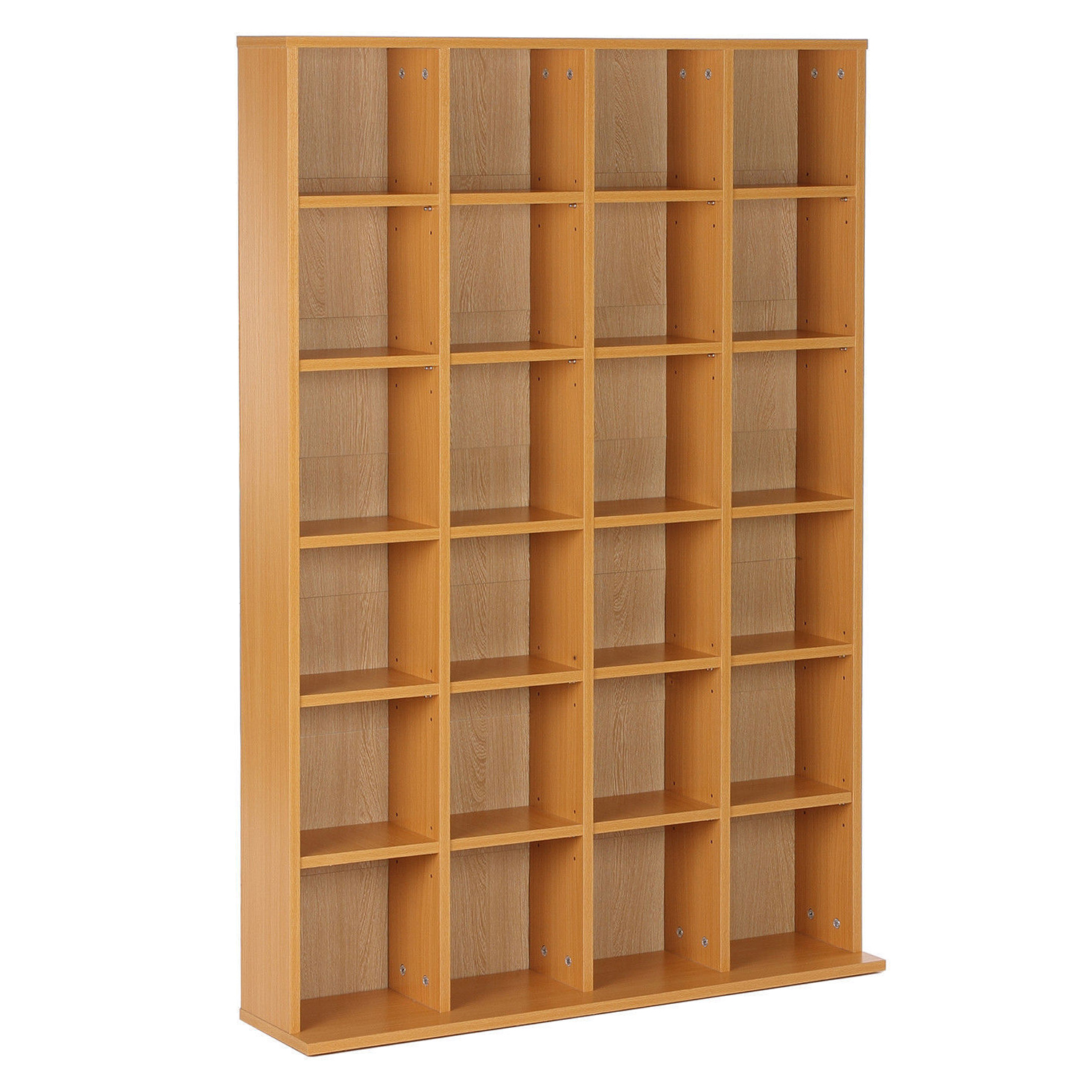 HOMCOM CD Storage Unit with Adjustable Shelves, 89 x 130.5 cm, Beech Wood Finish