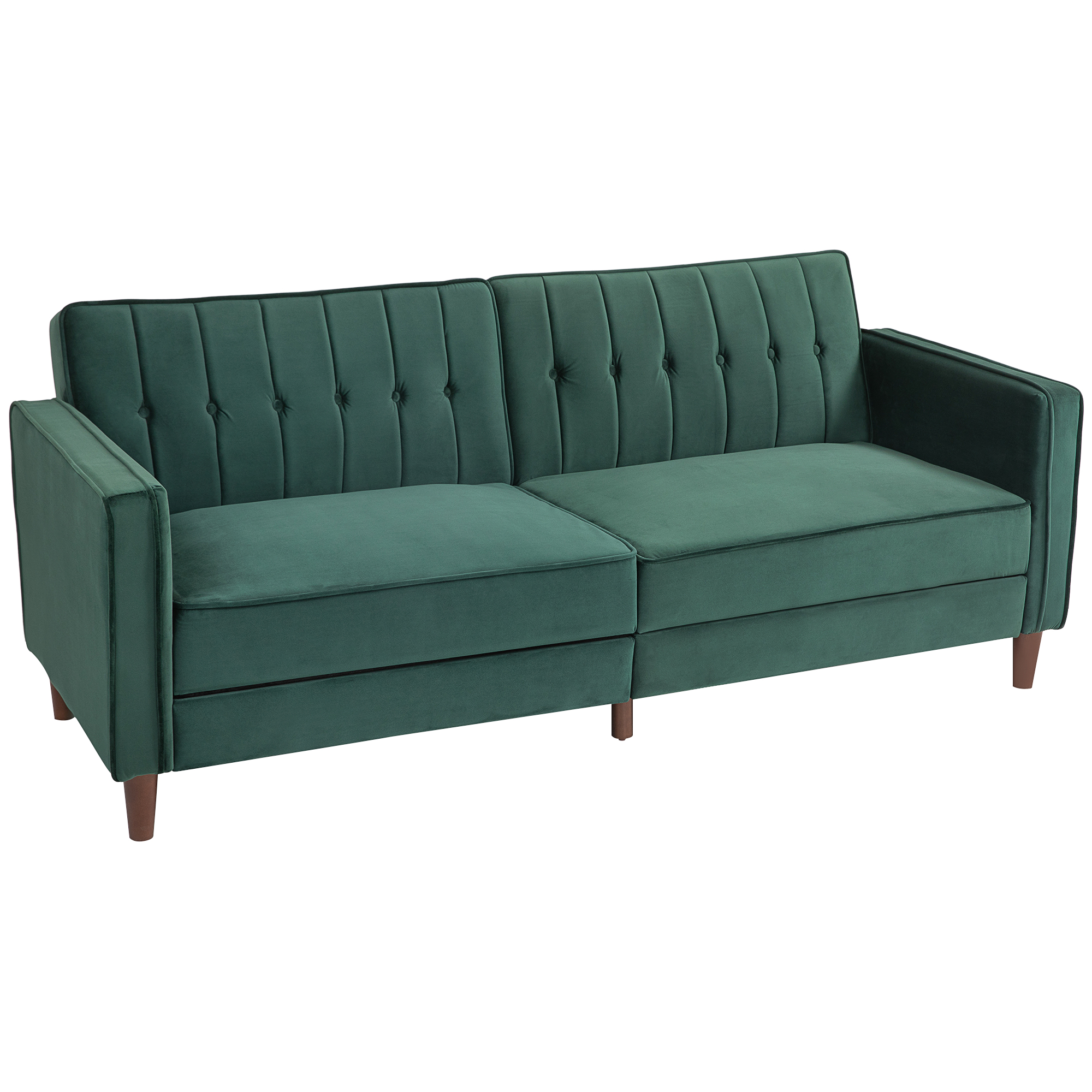 HOMCOM Velvet-Feel Three-Seater Sofa Bed – Green