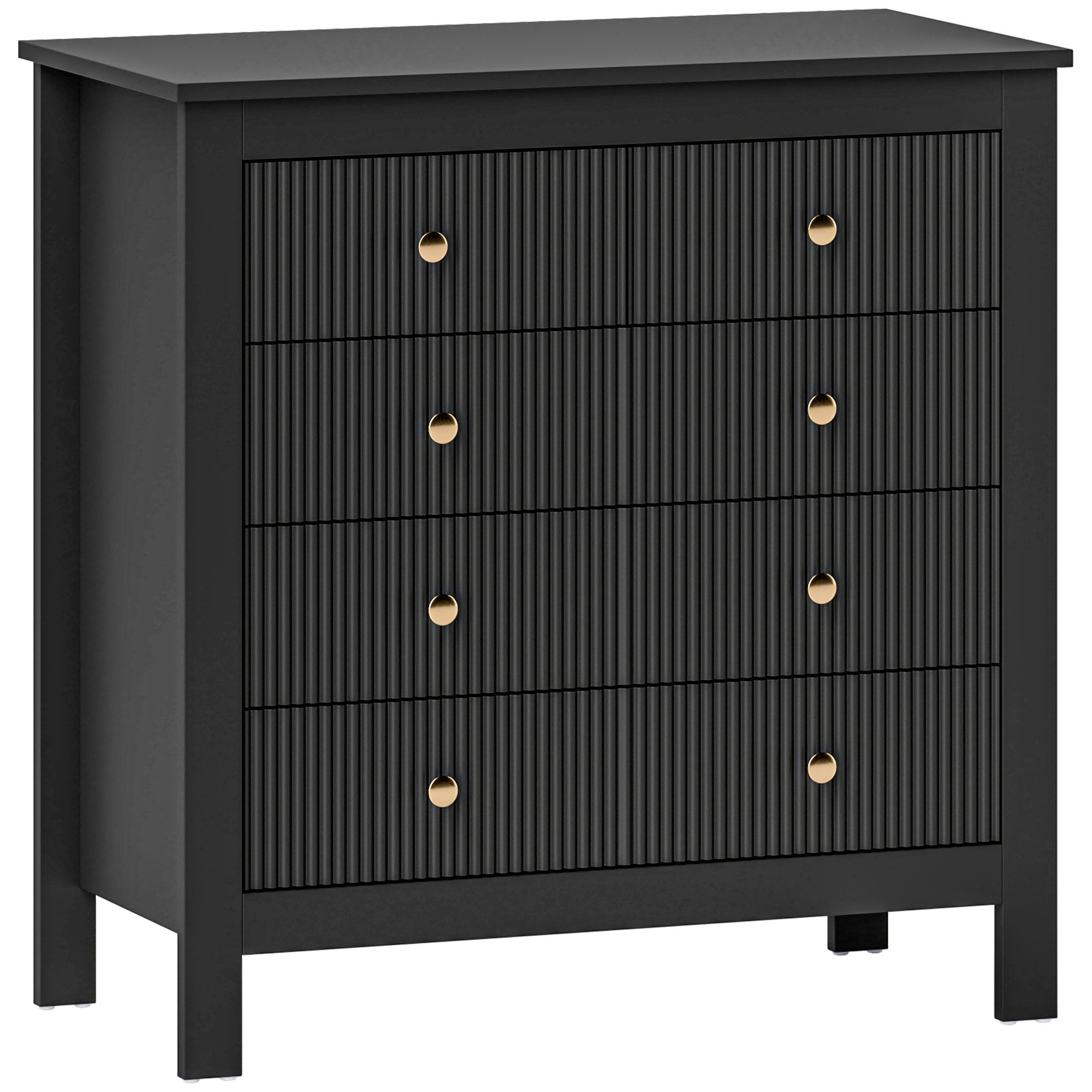 HOMCOM Elegant Chest of Five Drawers – Black HOMCOM Elegant Chest of Five Drawers – Black