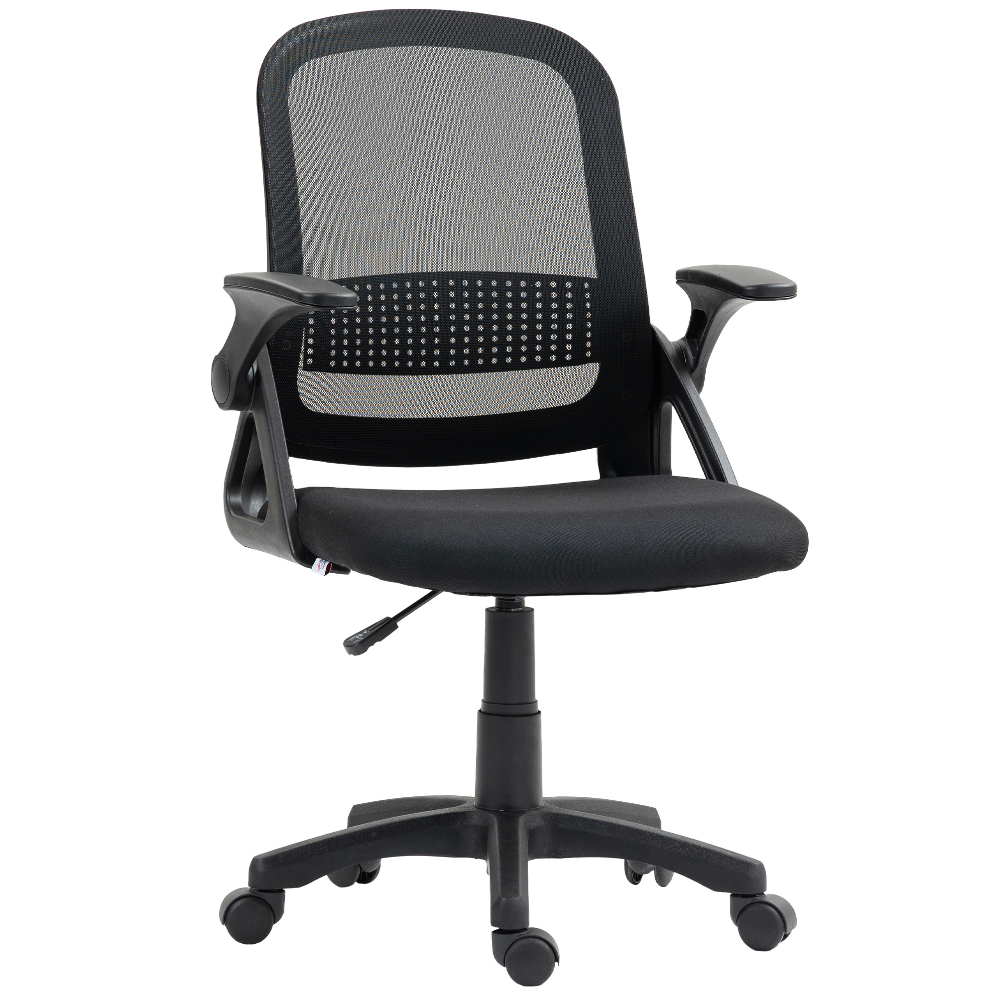 Breathable Mesh Office Chair, Ergonomic Swivel Chair with Foldable Armrests and Lumbar Support, Black