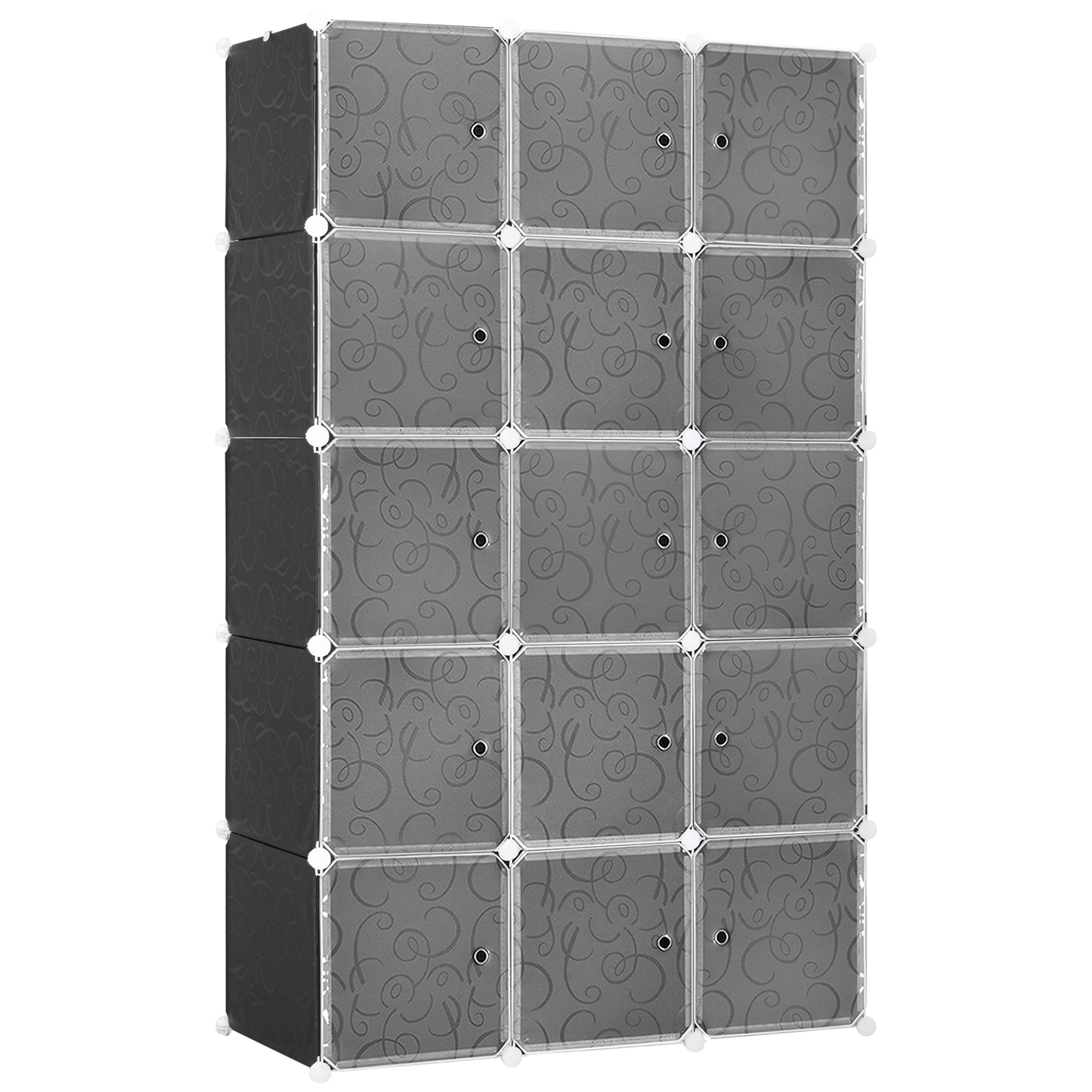 HOMCOM DIY Kleiderschrank Regalsystem mit 2 große und 9 kleinen Würfeln DIY-Würfelregal, Schuhregal, Aufbewahrungsregal für Büchern Spielzeug Schwarz 111 x 47 x 183 cm   Aosom von HOMCOM