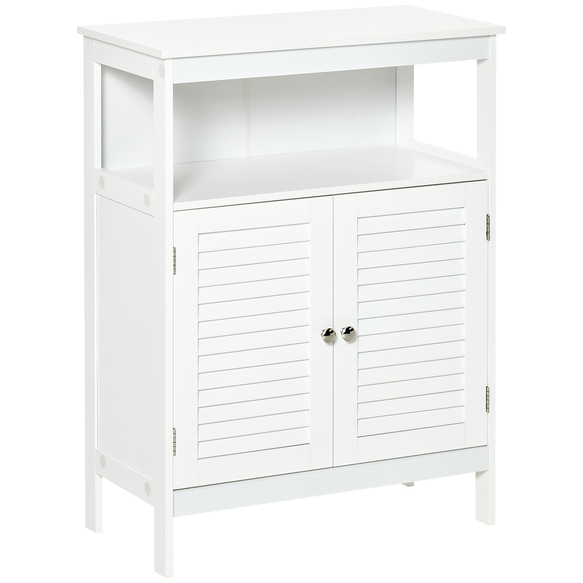 kleankin Badschrank Badmöbel Badezimmerschrank Nachtschrank Küchenschrank Mehrzweckschrank Holz Weiß MDF 60 x 30 x 81,6 cm Aosom