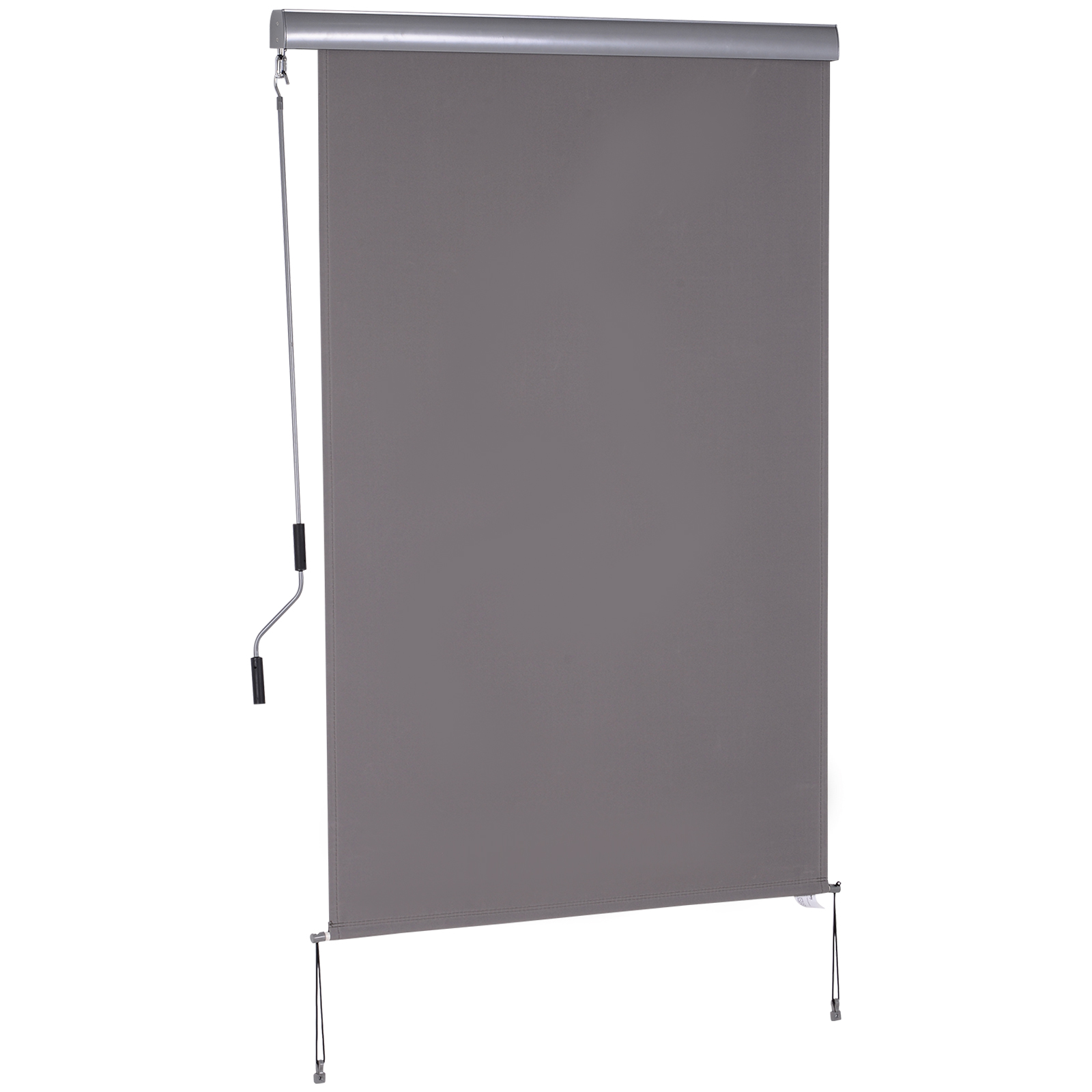 Senkrechtmarkise Balkonmarkise Vertikalmarkise Windschutz Seitenrollo Sichtschutz mit Handkurbel Polyesterstoff+Aluminium Grau 200 x 120 cm
