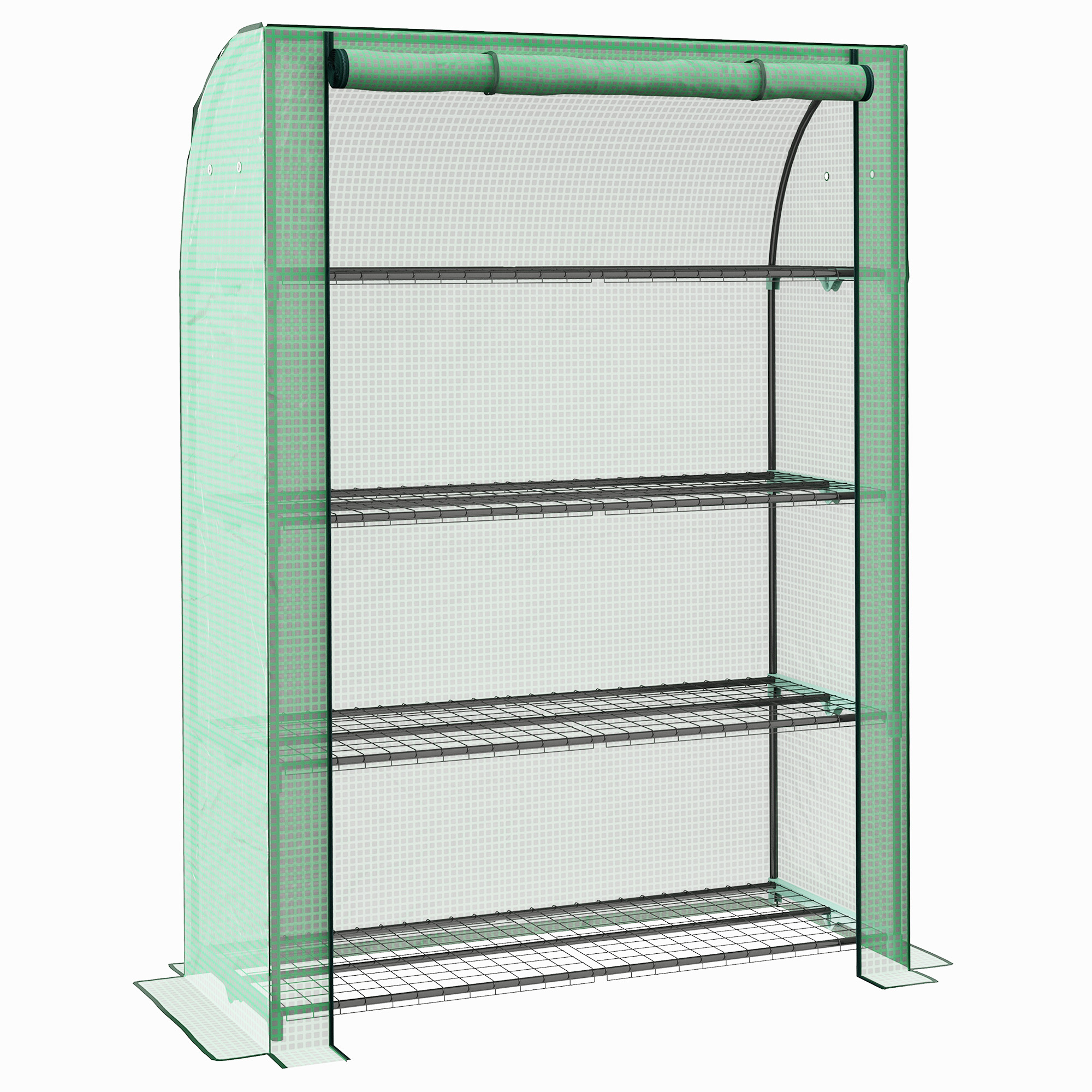 Outsunny 4 Tier Mini Greenhouse with Reinforced PE Cover, Portable Indoor Outdoor Green House with Roll-up Door and Wire Shelves, 170H x 120W x 50Dcm, Green Outsunny 4 Tier Mini Greenhouse with Reinforced PE Cover, Portable Indoor Outdoor Green House with Roll-up Door and Wire Shelves, 170H x 120W x 50Dcm, Green
