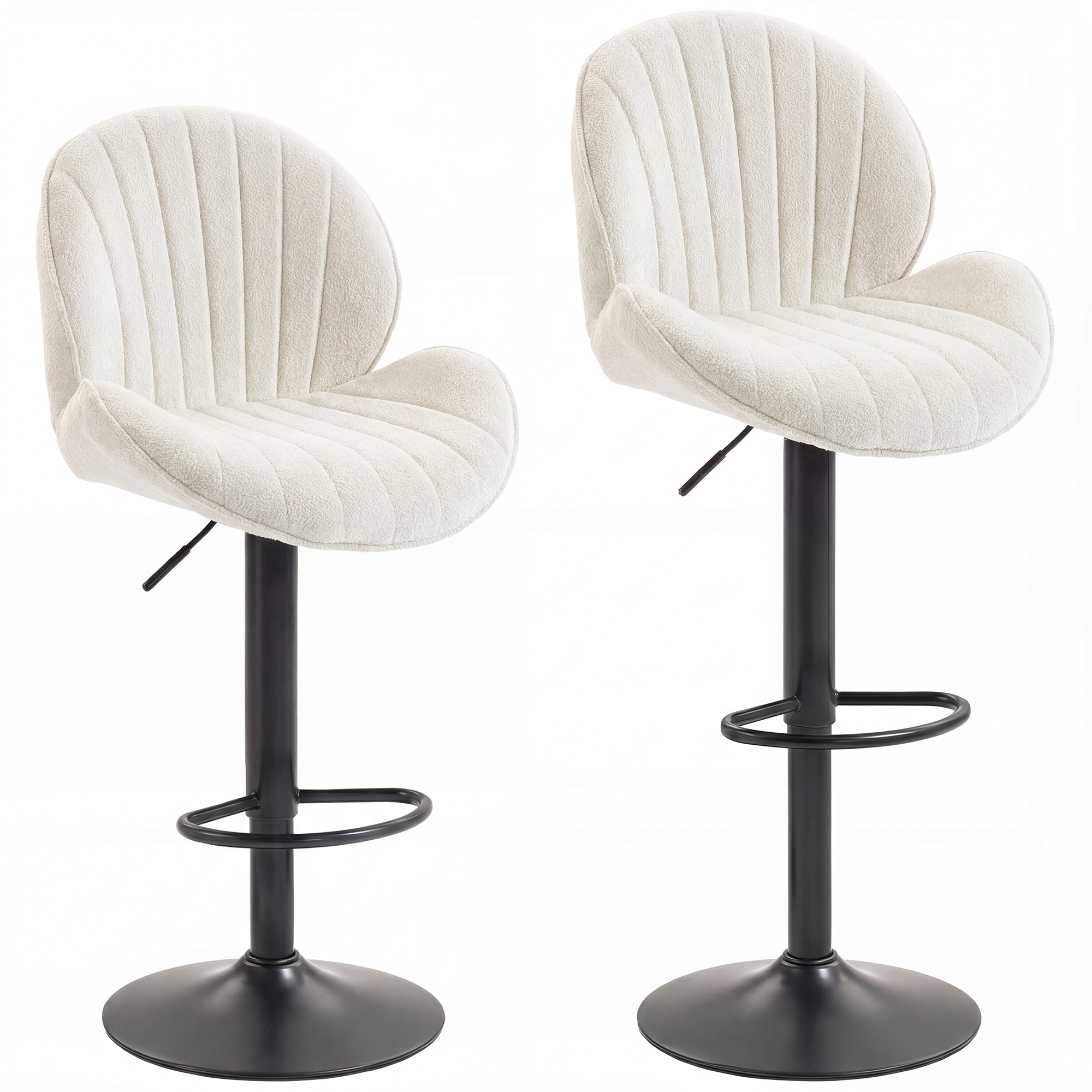 HOMCOM Bar Stools Set of 2, Swivel Barstools with Back, Adjustable Height and Footrest for Kitchen Island, Dining Room, Cream HOMCOM Bar Stools Set of 2, Swivel Barstools with Back, Adjustable Height and Footrest for Kitchen Island, Dining Room, Cream