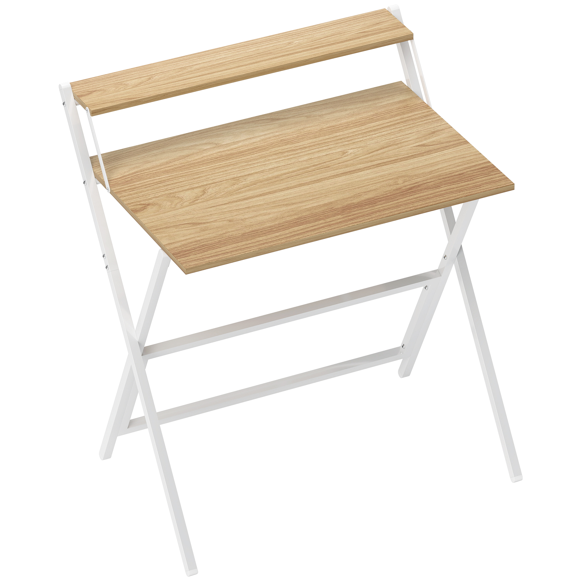 Birou HOMCOM pliant compact, suport monitor, lemn natural | Aosom Romania