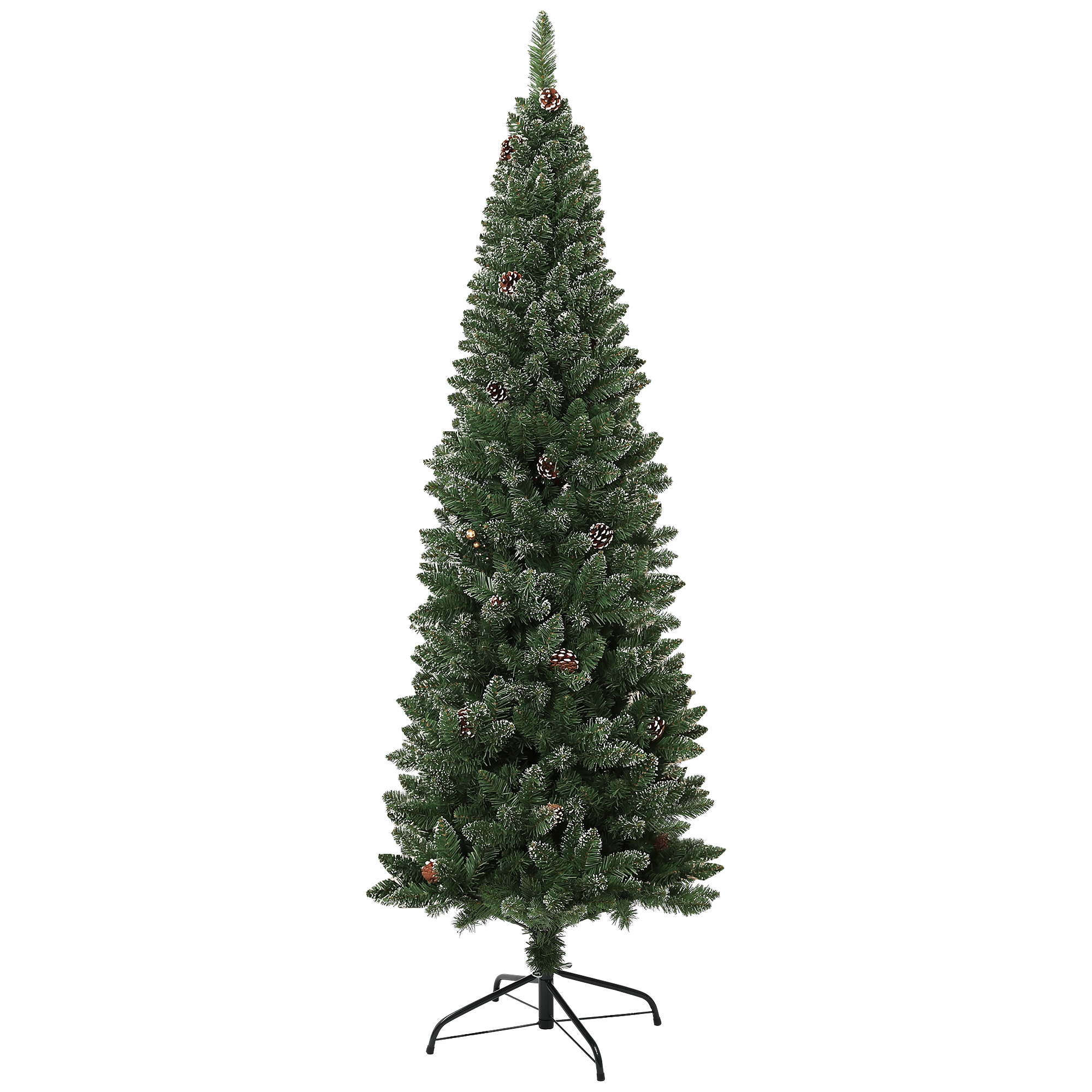 HOMCOM Brad de Crăciun Înzăpezit Înalt cu 618 Crengi, Brad Artificial de Crăciun cu Conuri și Bază, Ø70x180 cm, Verde | Aosom Romania