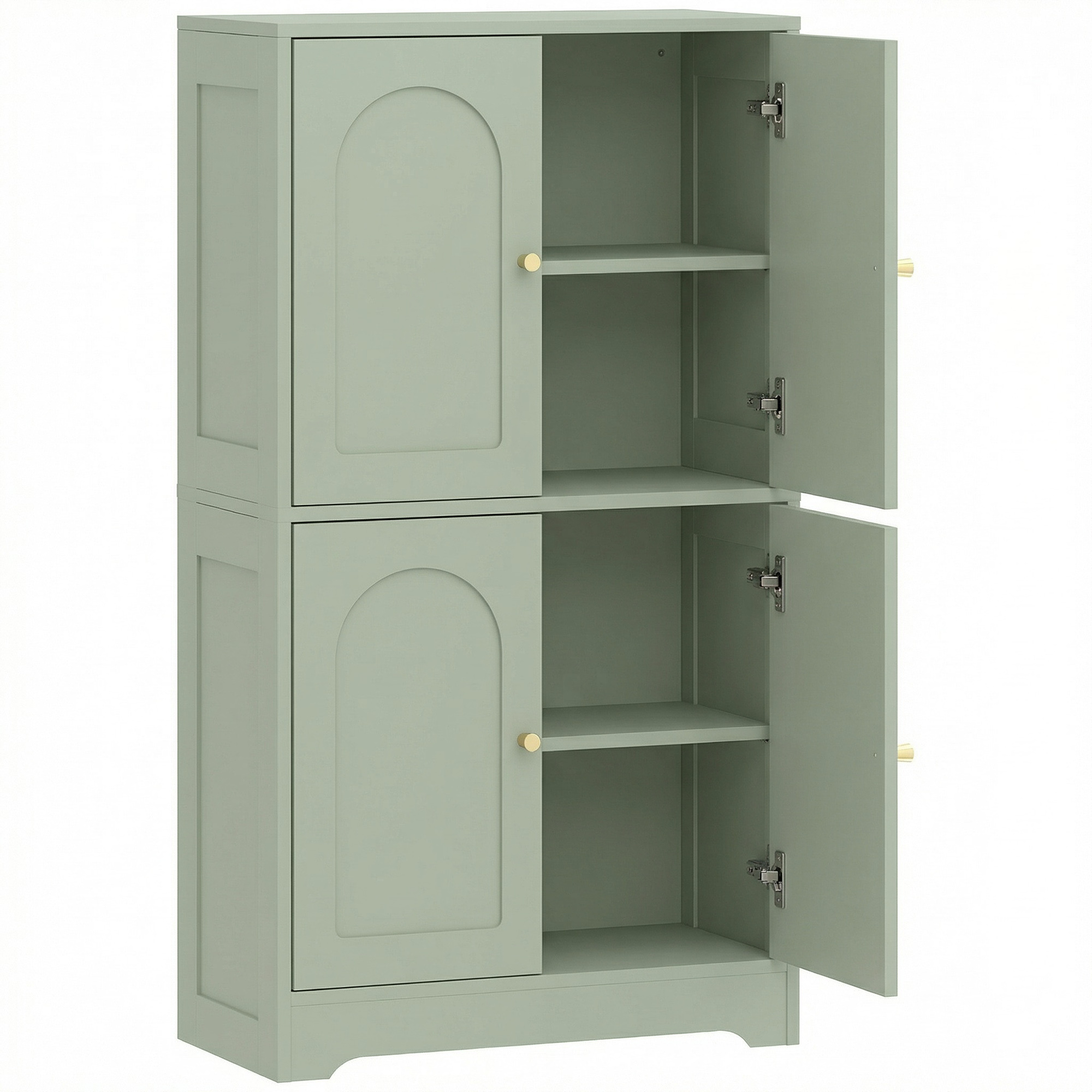 HOMCOM Buffet cuisine, meuble cuisine rangement avec 4 portes cintrées et 2 étagères réglables, 60 x 30 x 110 cm, vert
