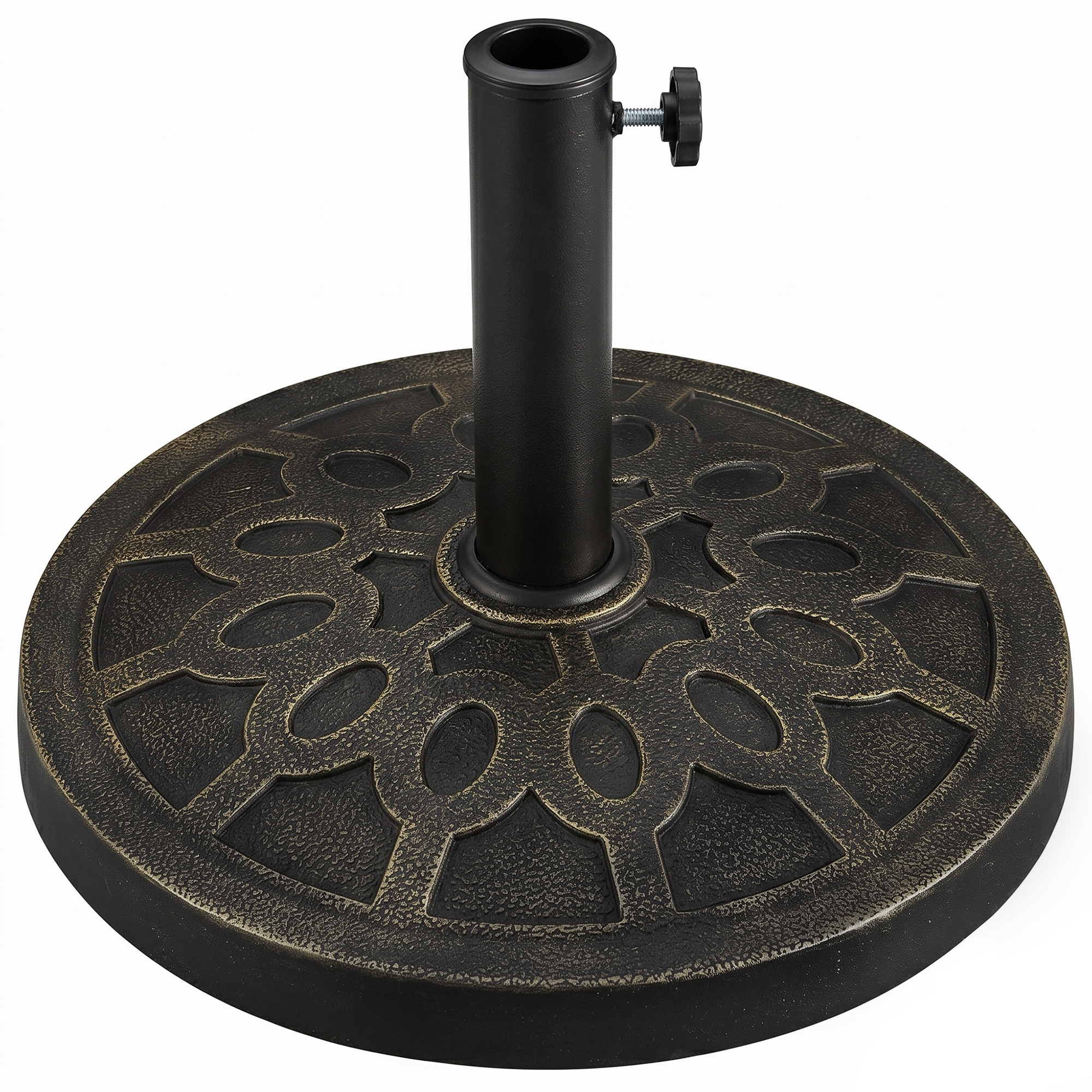 Outsunny Bază Rotundă pentru Umbrelă de Ø38 mm și Ø48 mm cu Mâner, Ø45x33 cm, Bronz | Aosom Romania