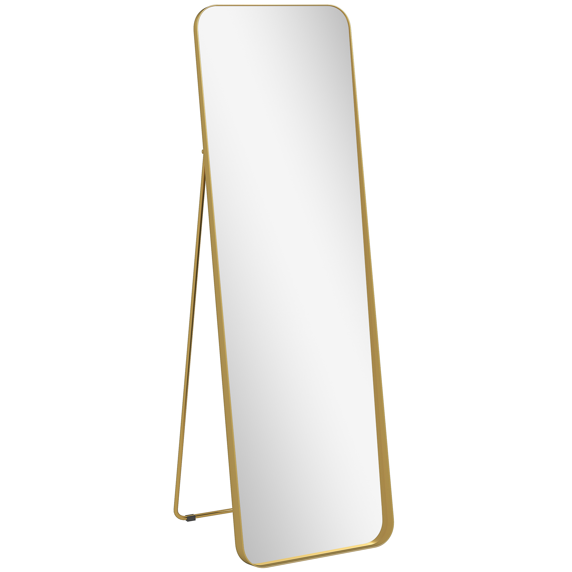 HOMCOM Ganzkörperspiegel 160 x 50 cm verjüngender Standspiegel mit Metallrahmen und Bruchsichere Glas, Wandspiegel zum Stehen, Anlehnen, Spiegel für Wohnzimmer, Schlafzimmer, Flur, Gold Aosom
