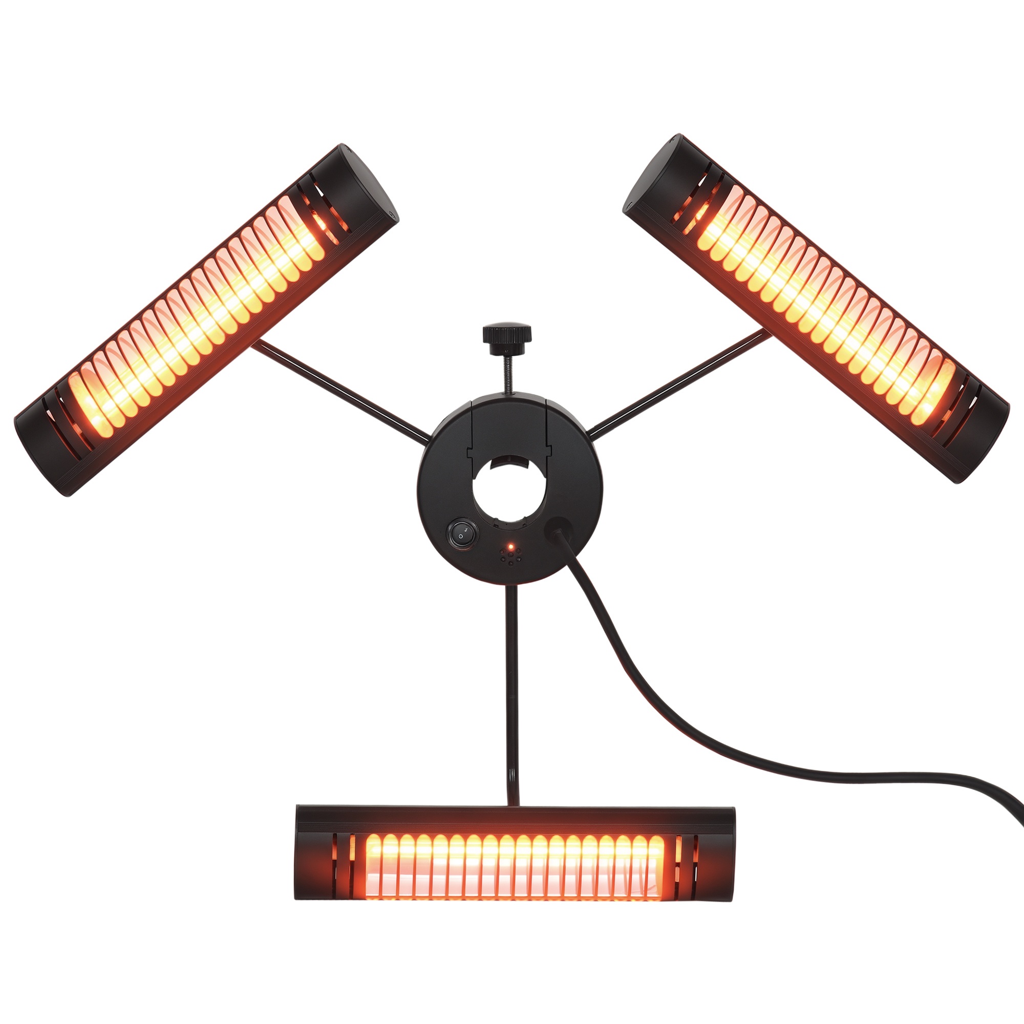 Outsunny Calefactor Eléctrico de Exterior por Infrarrojos con Control Remoto y 3 Paneles para Sombrilla 87x75x22cm Negro | Aosom España
