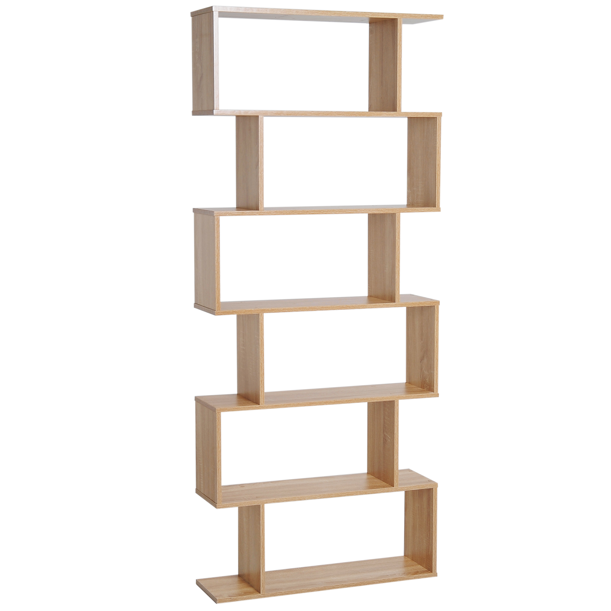HOMCOM Bücherregal Wandregal Raumteiler Eckregal Standregal Aktenregal 6 Fächer Eiche L80 x B23 x H192 cm Aosom