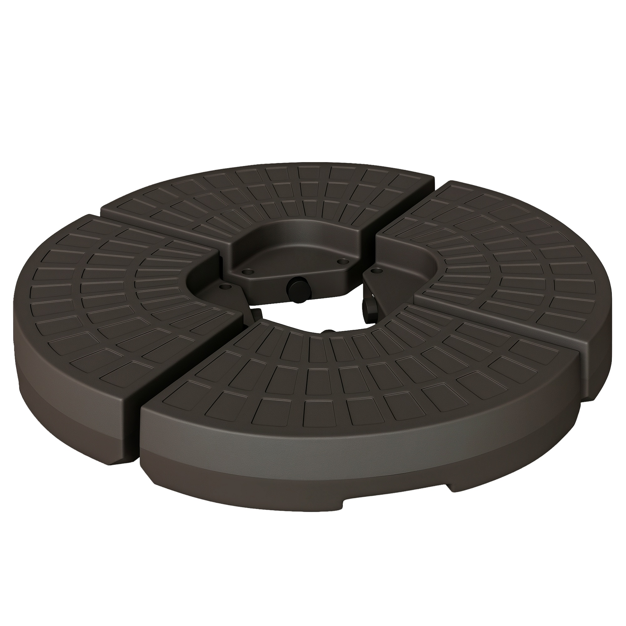 Outsunny Base para Sombrilla en 4 Partes Rellenable de Arena y Agua Desmontable para Jardín Patio al Aire Libre 100x100x10,5 cm Café | Aosom España