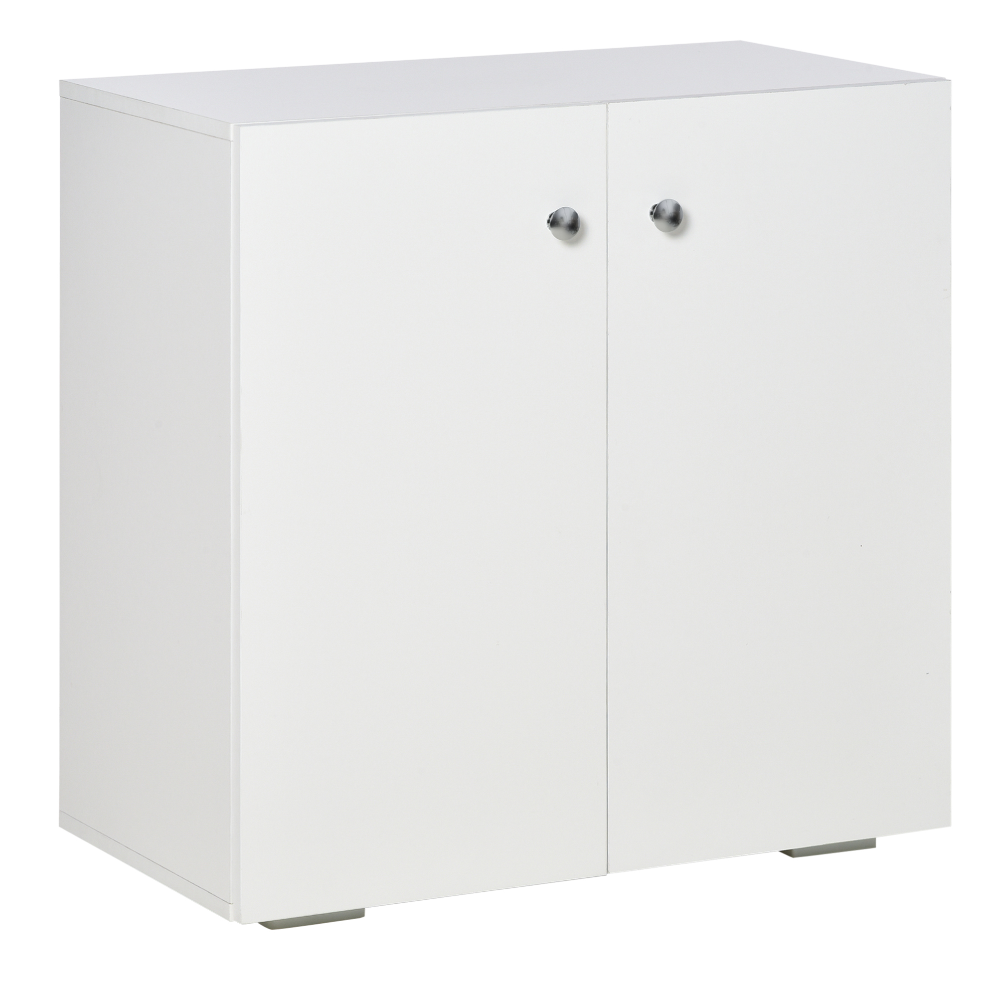 HOMCOM Storage Cabinet with 2 Shelves and Doors, Wooden Sideboard, Freestanding Kitchen Cupboard, for Living Room, Kitchen, White   Aosom UK