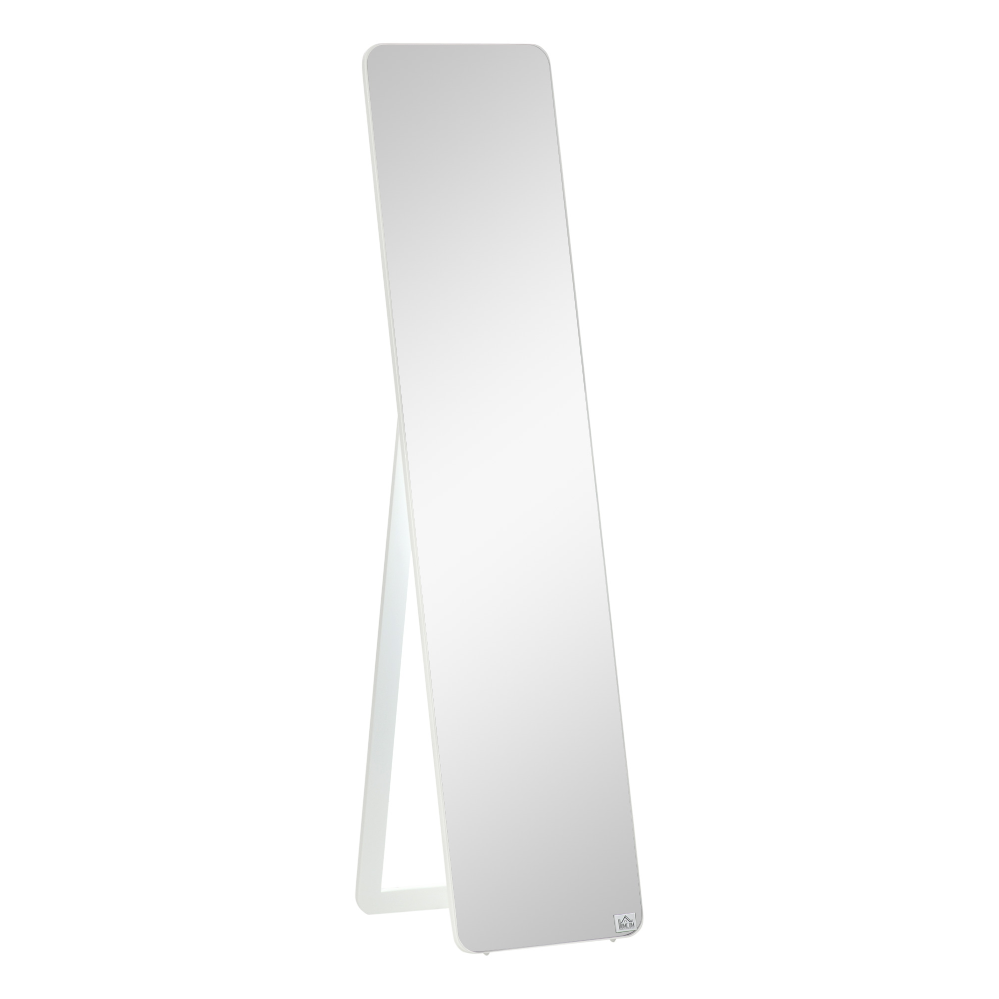 Standspiegel Ganzkörperspiegel mit klappbaren Rahmen Schminkspiegel frei stehend oder an der Wand montiert stabil für Wohnzimmer oder Ankleidezimmer Kiefernholz MDF Weiß 37 x 43 x 156 cm